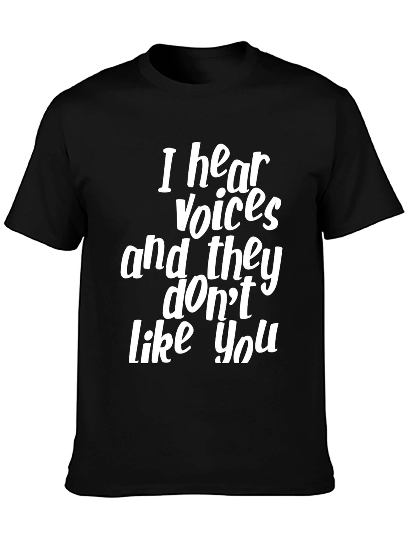 Black Funny "I Hear Voices" Graphic Tee - Black view 3