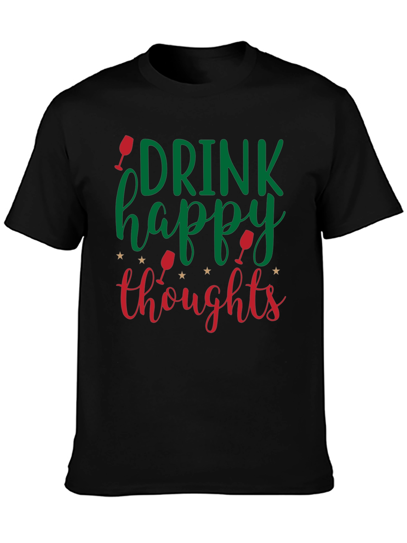 Black Drink Happy Thoughts Graphic Tee - Black view 3
