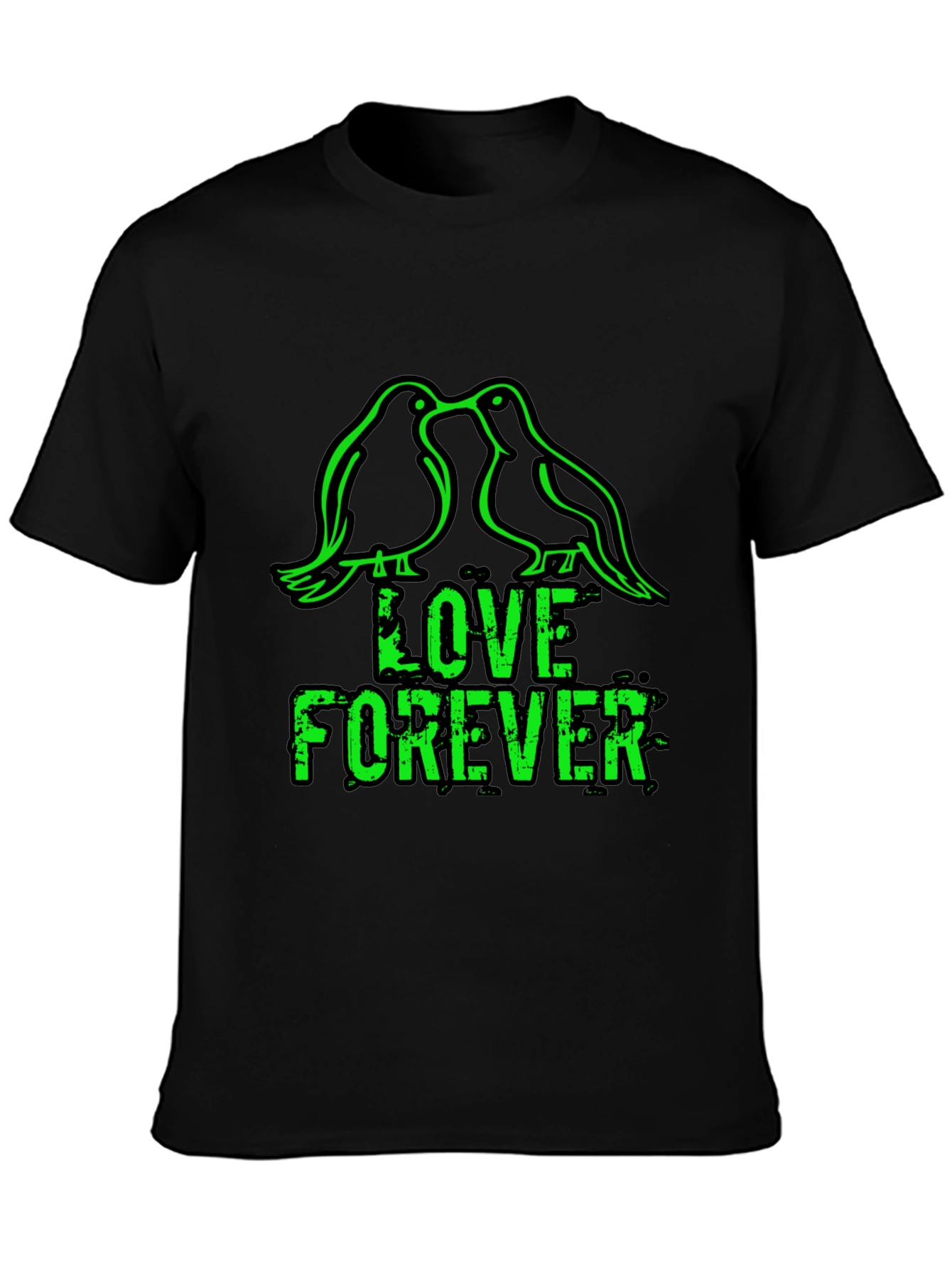 Black Love Forever T-Shirt - Birds & Grunge Style view 3