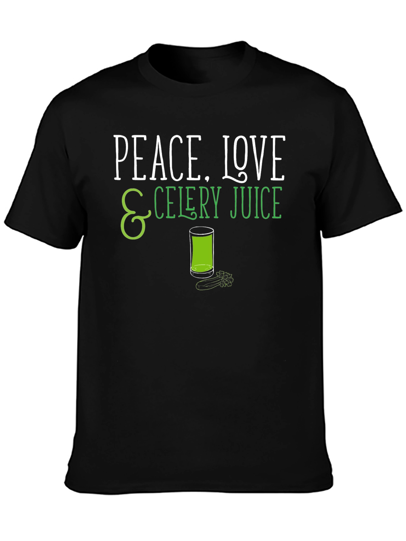 Black Peace Love Celery Juice Black Graphic T-Shirt view 3