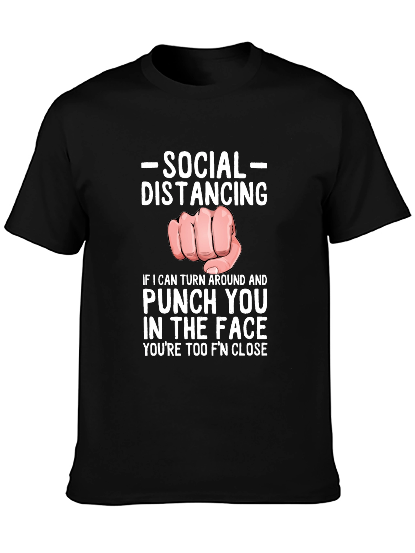 Black Social Distancing Punch T-Shirt view 3
