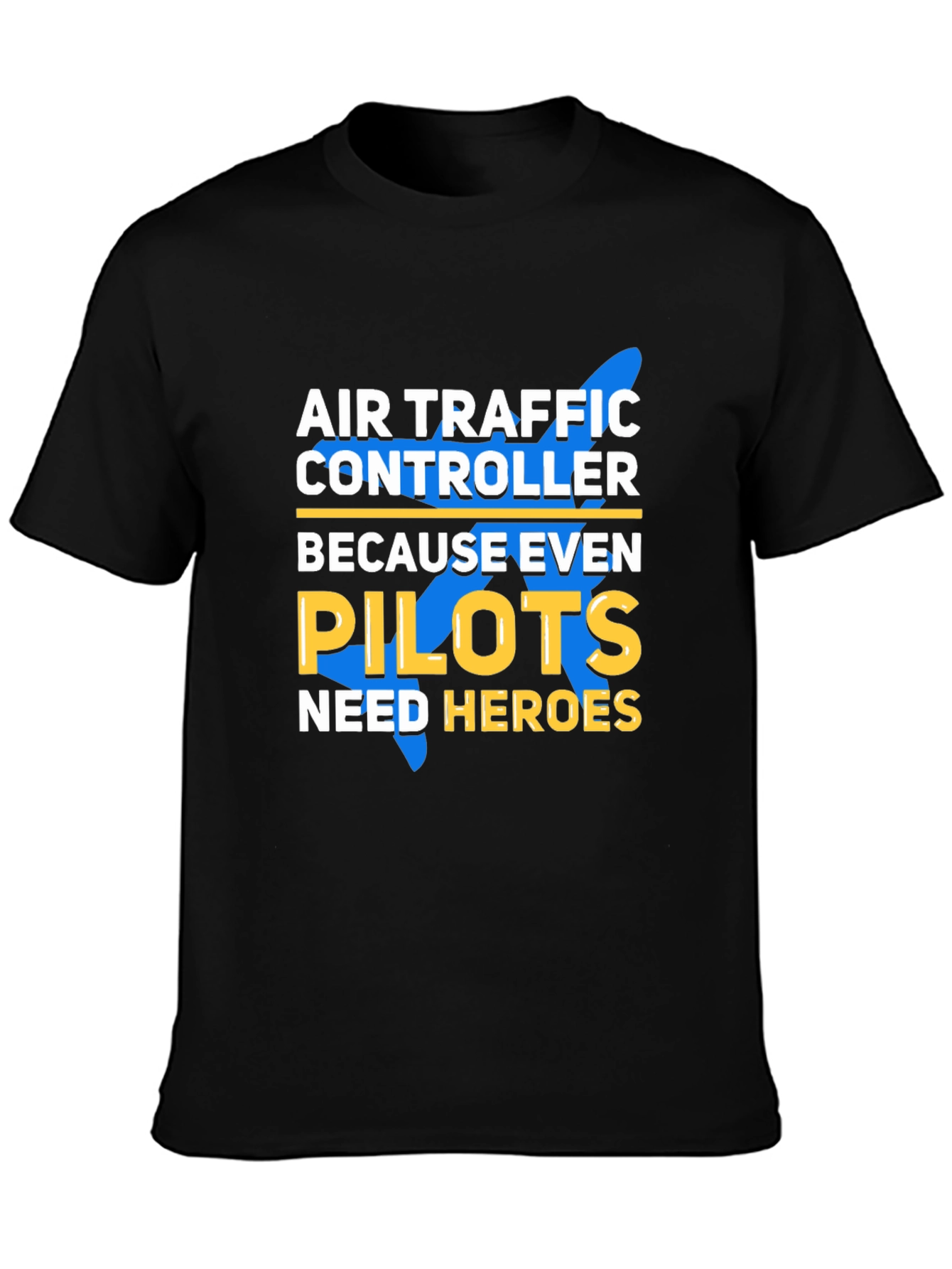 Black Air Traffic Controller Pilot Hero T-Shirt view 3