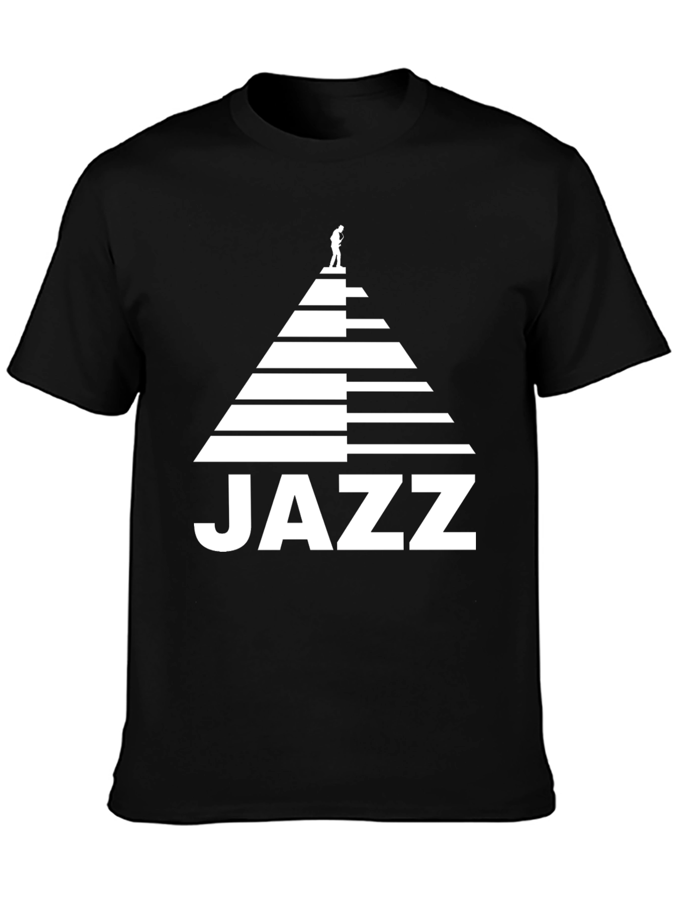 Black Jazz Piano Player T-Shirt view 3