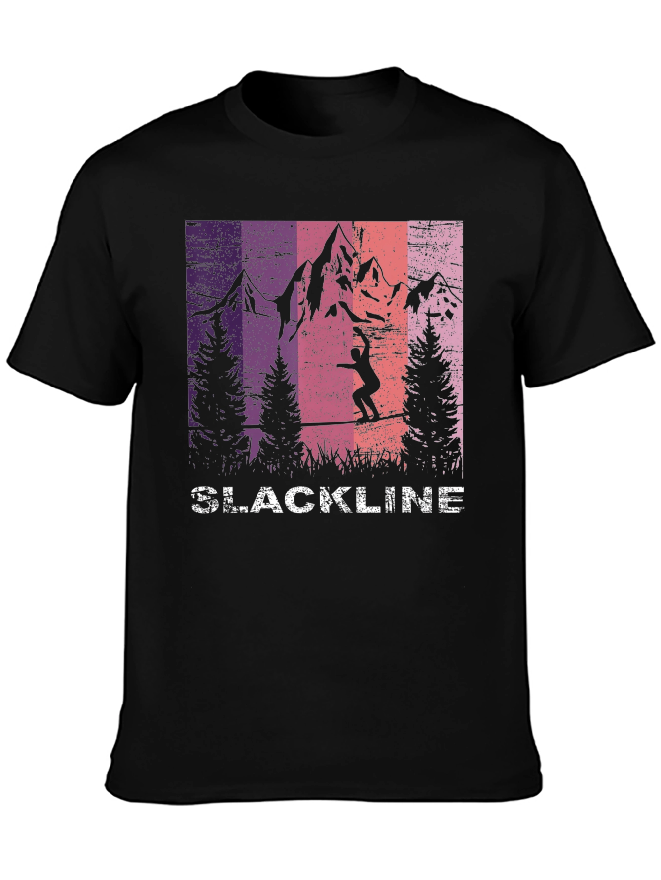 Black Slackline Mountain Graphic T-Shirt view 3