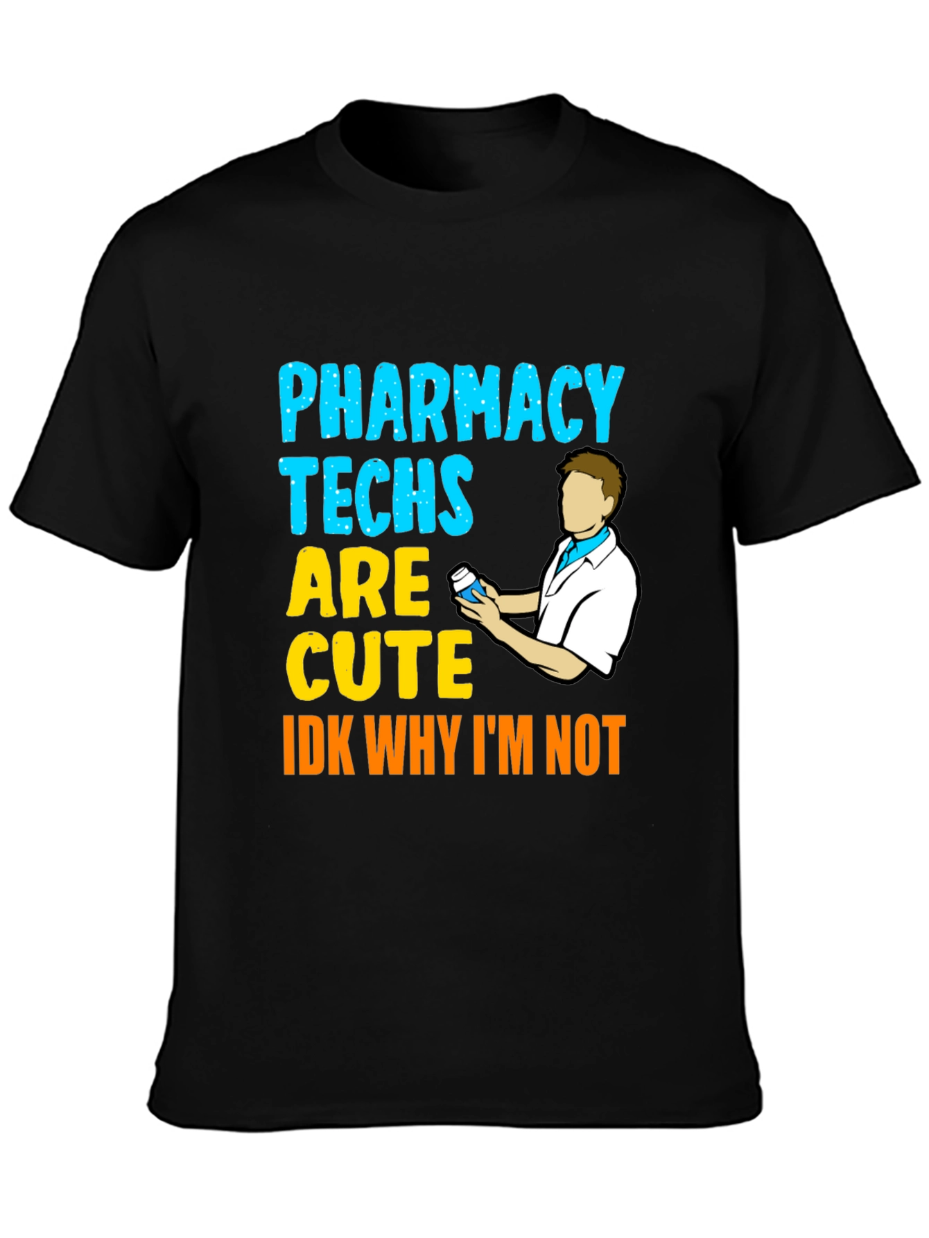Black Pharmacy Techs Are Cute Men's Black T-Shirt view 3
