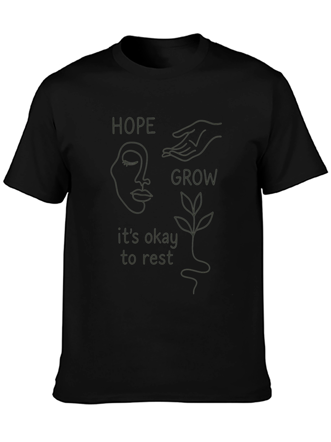 Black Hope Grow T-Shirt: It's Okay To Rest - Comfort & Style view 3