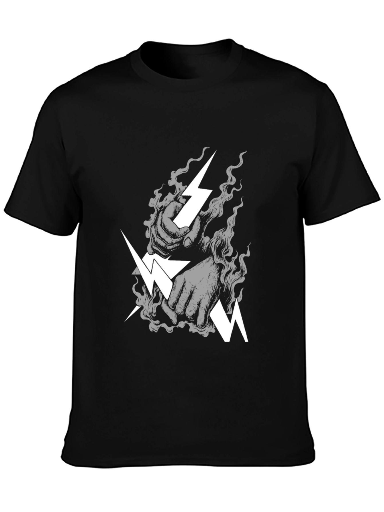 Black Stylish Black T-Shirt with Lightning Bolt Graphic view 3