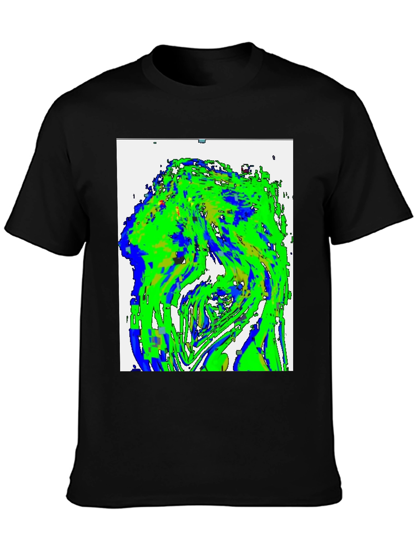 Black Abstract Green & Blue Graphic Tee view 3