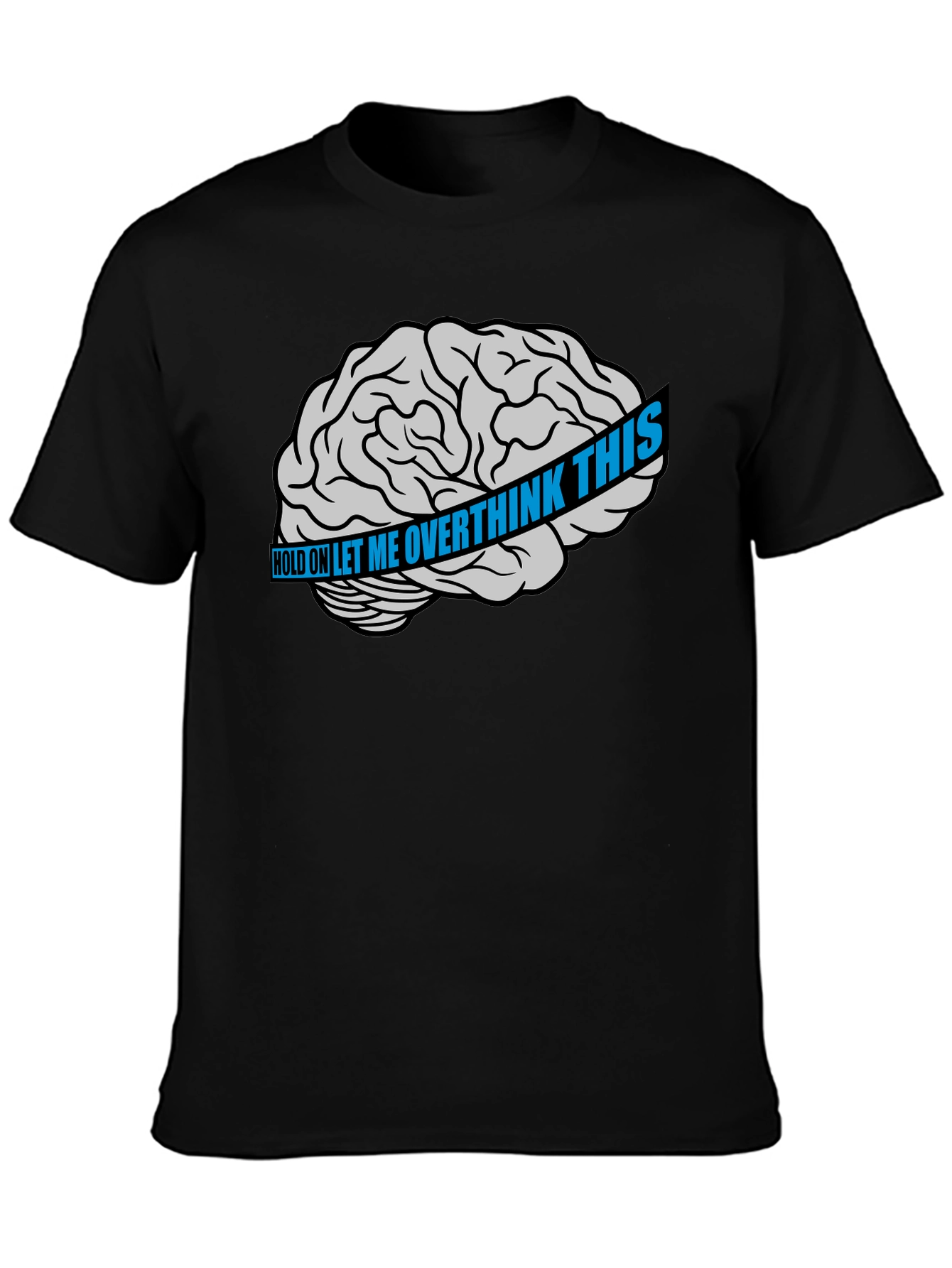 Black Overthink Brain Graphic T-Shirt - Black view 3
