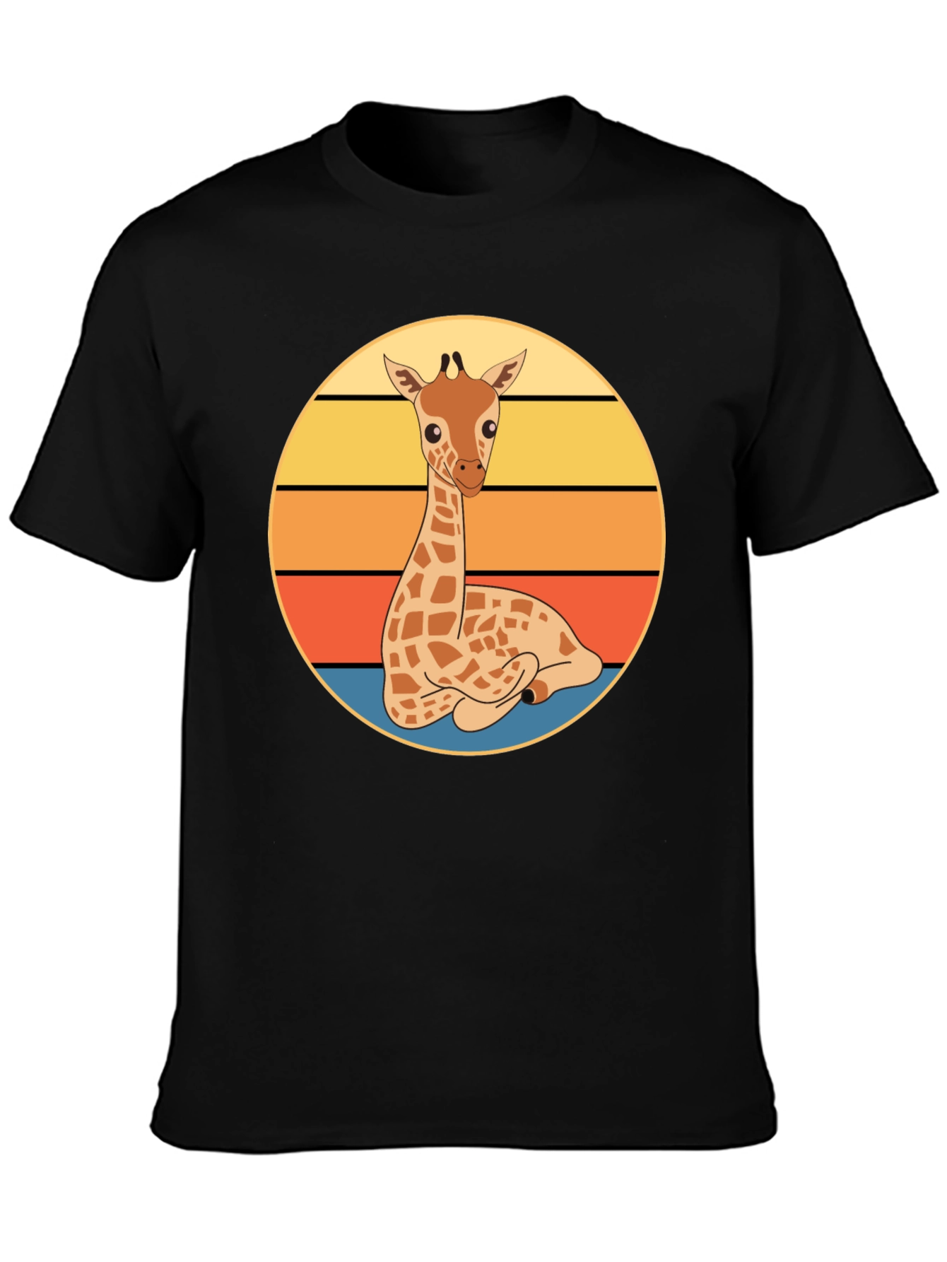 Black Giraffe Sunset Graphic Tee - Cute Cartoon Design view 3