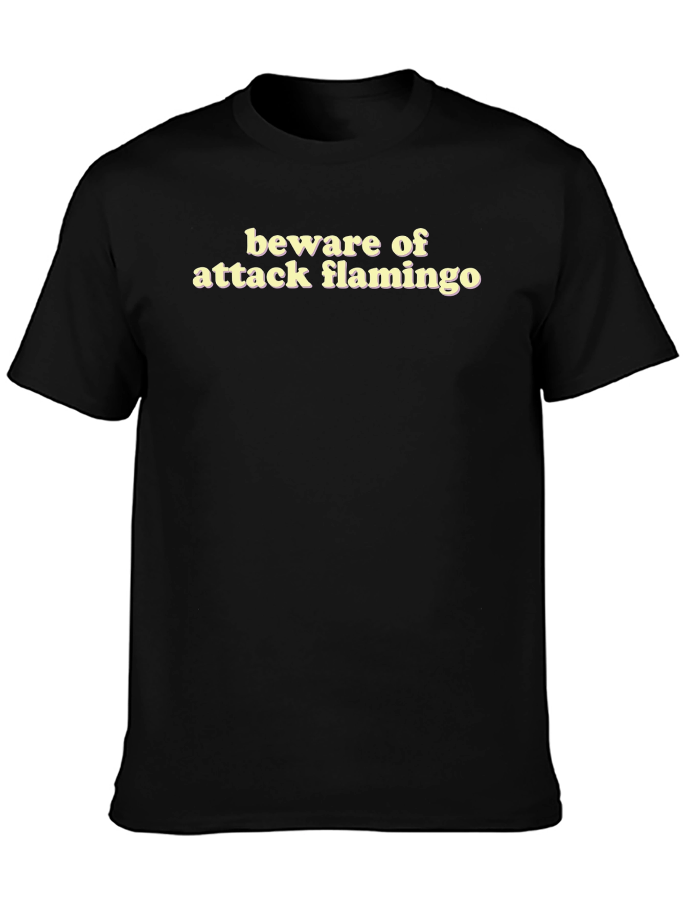 Black Beware of Attack Flamingo T-Shirt, Funny Bird Tee view 3