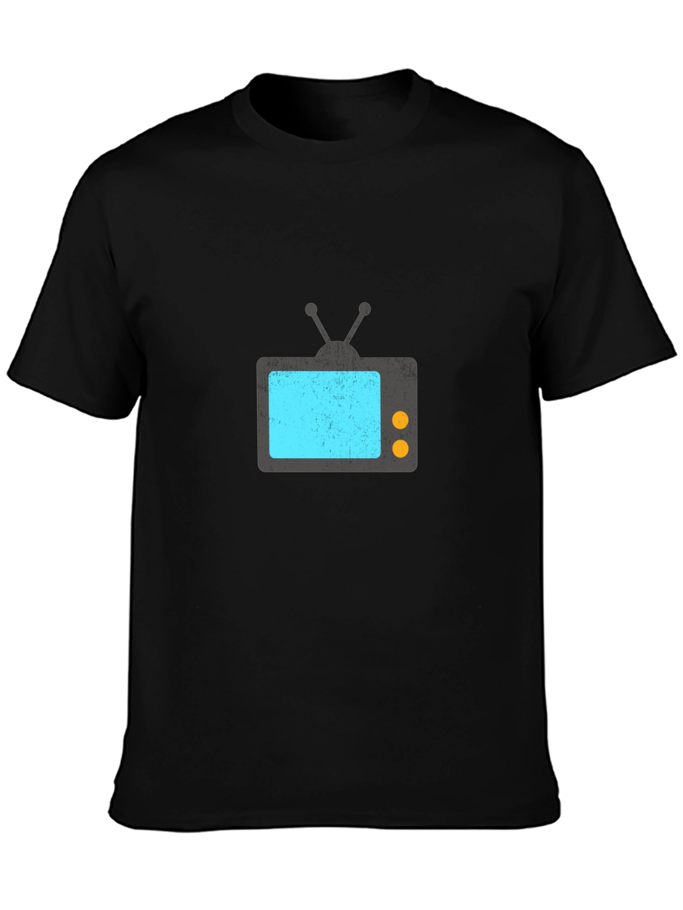 Black Retro TV Graphic Tee - Black Casual T-Shirt view 3