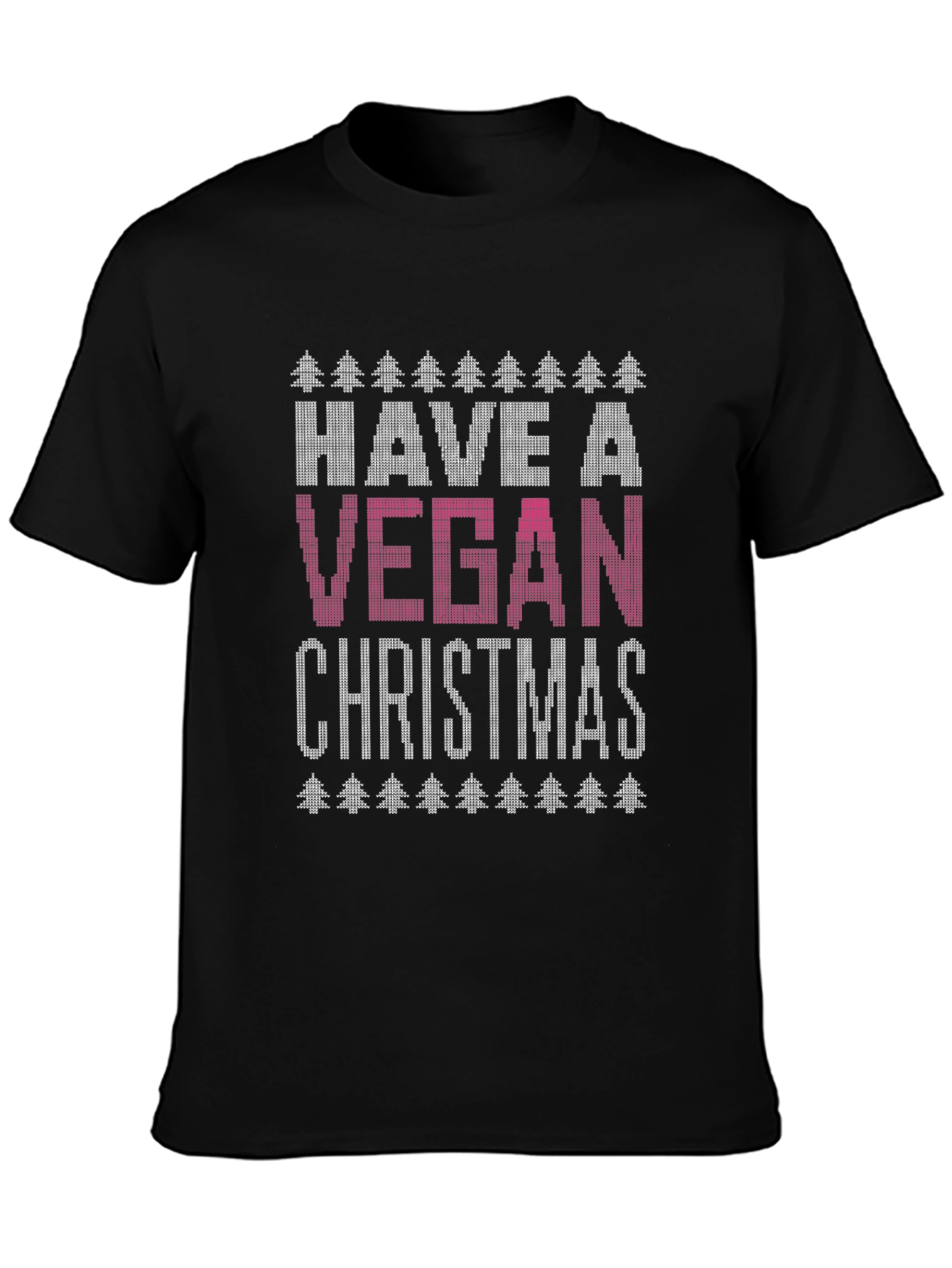 Black Vegan Christmas T-Shirt - Ugly Christmas Sweater Style Tee view 3