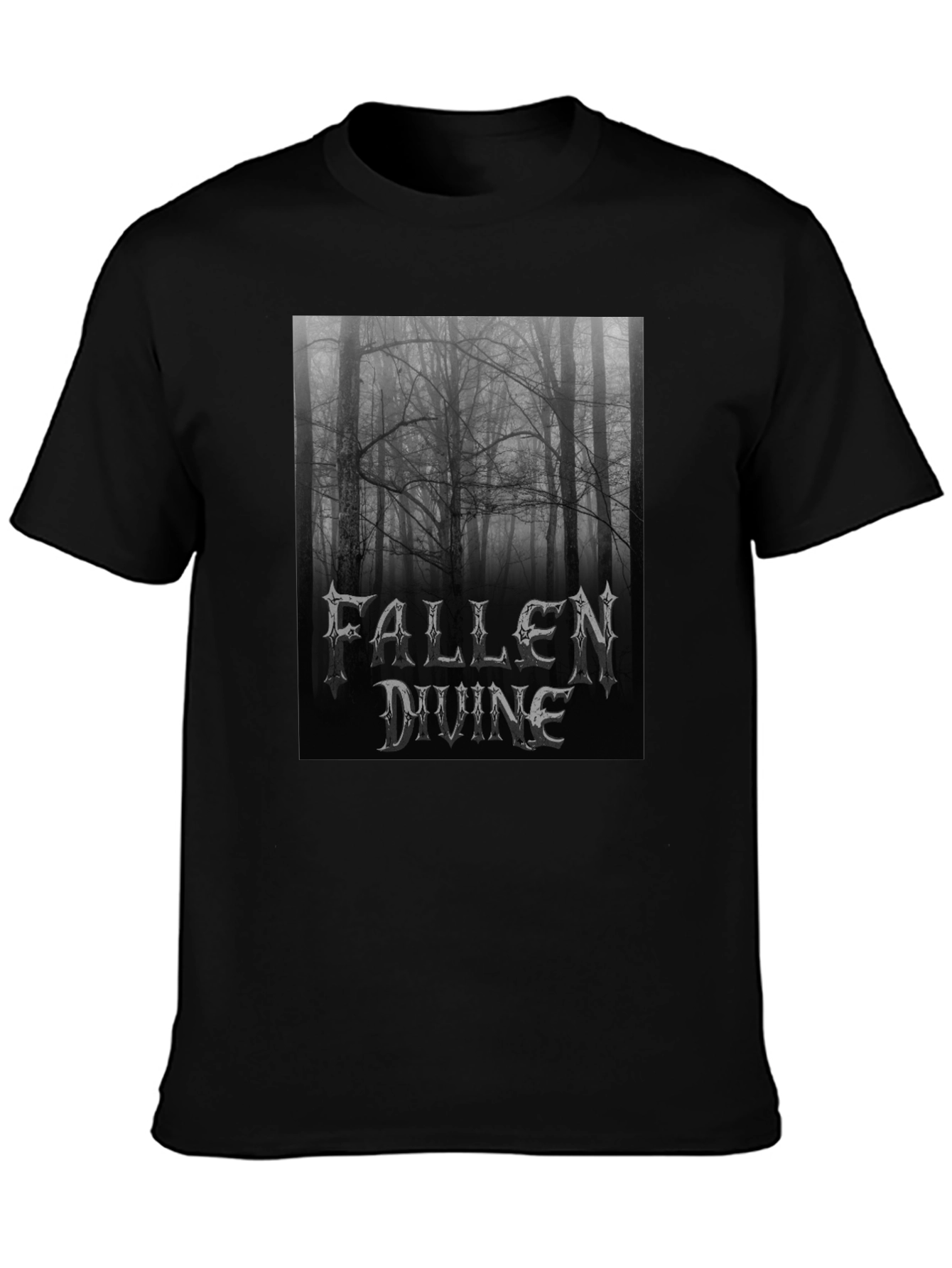Black Fallen Divine Forest T-Shirt - Black Metal Style view 3