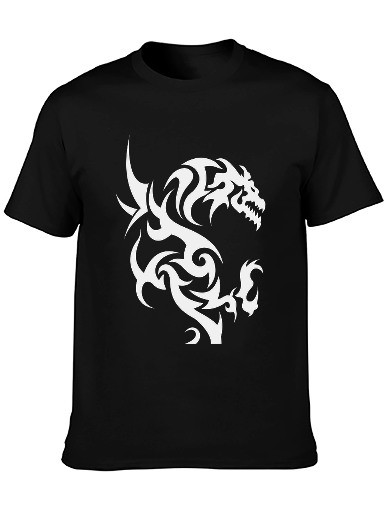 Black Tribal Dragon Graphic Print Tee view 3