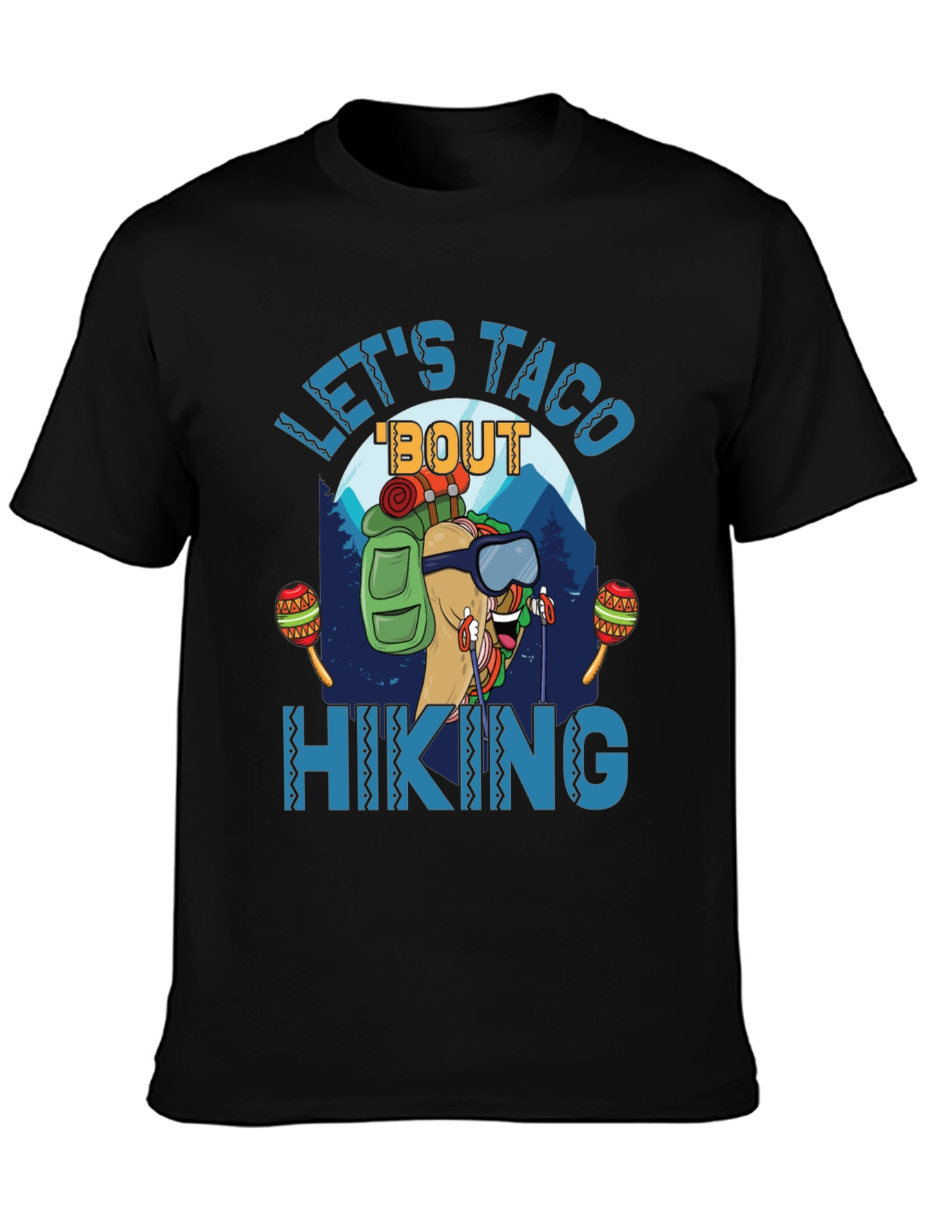 Black Let's Taco 'Bout Hiking Graphic T-Shirt view 3