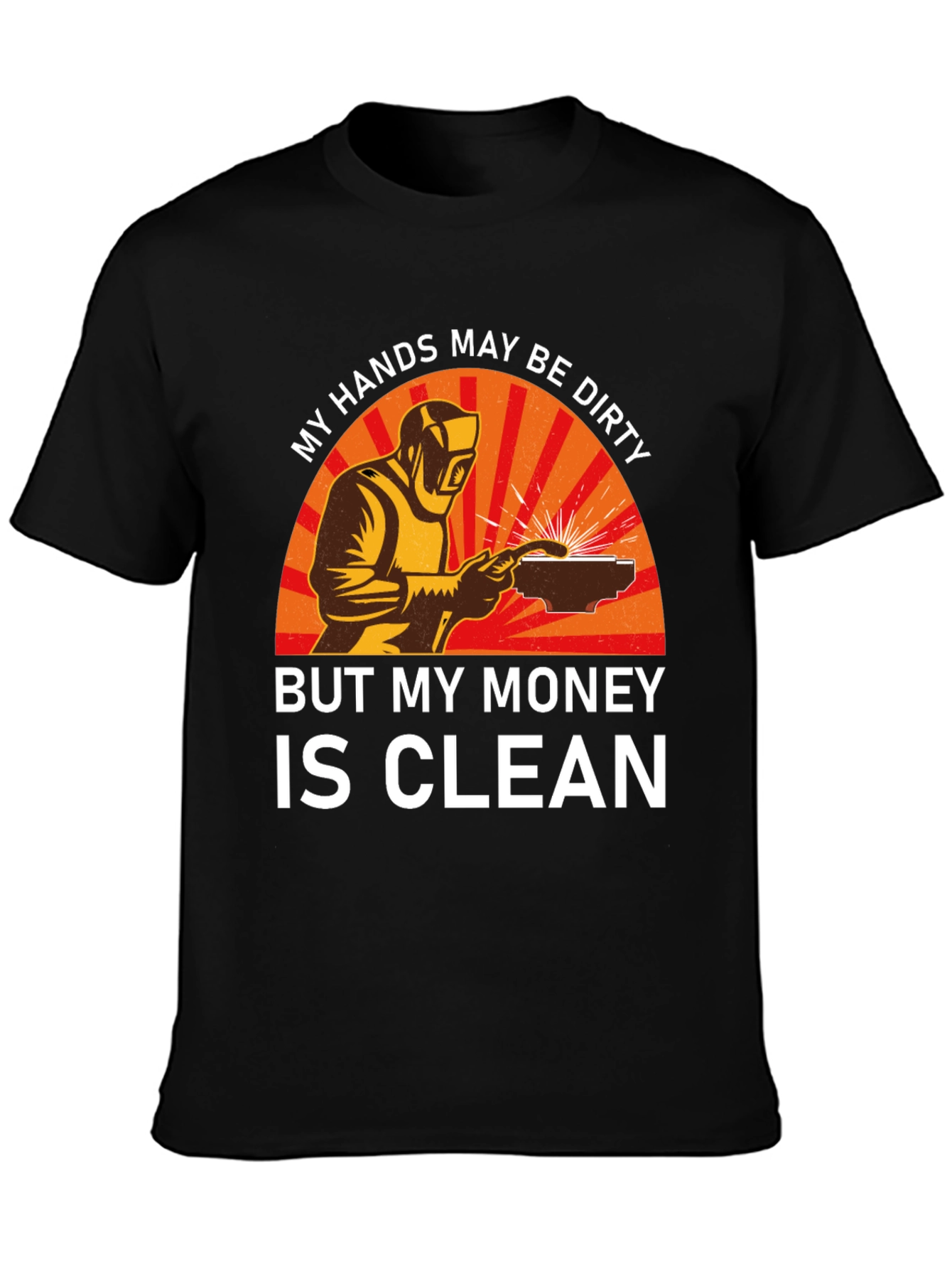 Black Welder T-Shirt - My Hands Dirty, Money Clean view 3