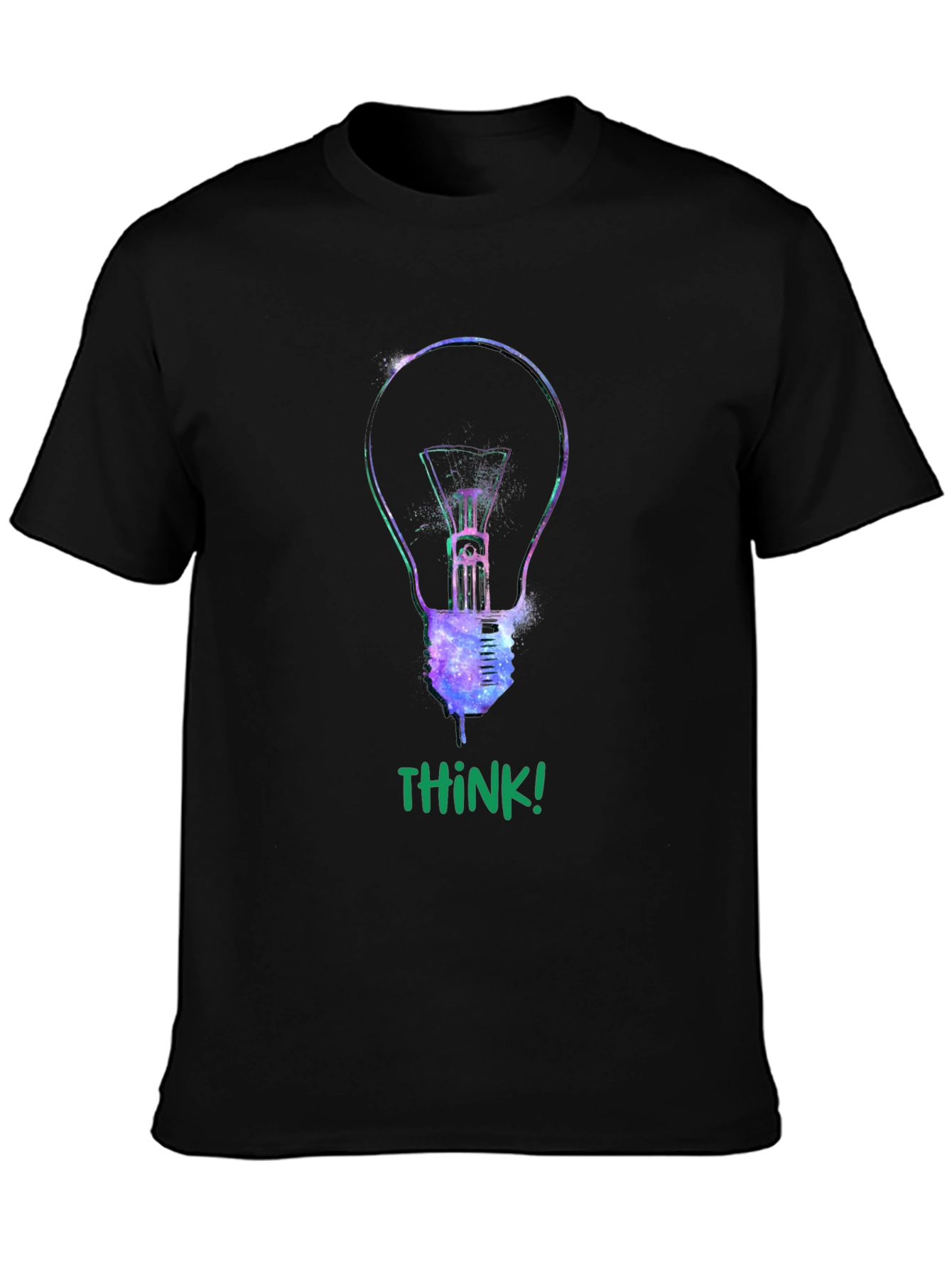 Black Think! Galaxy Light Bulb Graphic Tee view 3