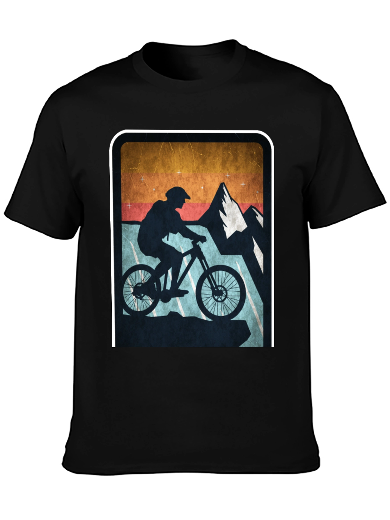 Black Mountain Biking Silhouette Graphic Tee view 3