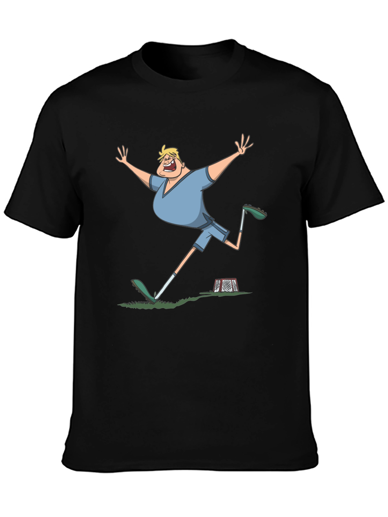 Black Funny Soccer Goal Celebration Black T-Shirt view 3
