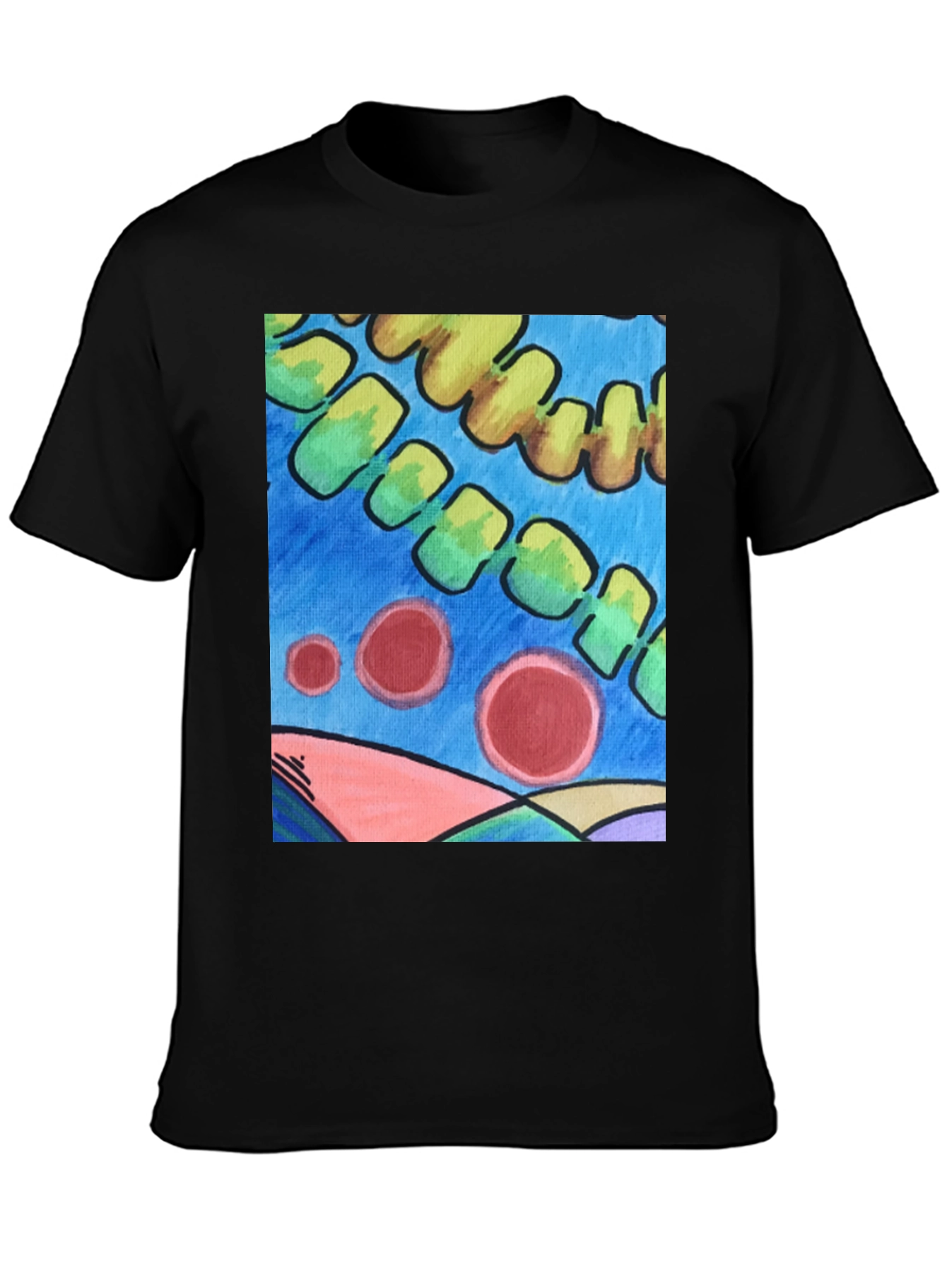 Black Abstract Art Graphic Tee - Modern Casual Style view 3