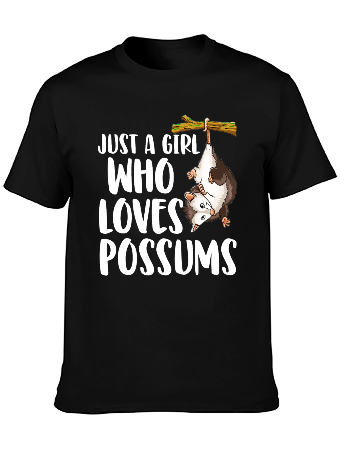 Black Just a Girl Who Loves Possums Graphic Tee view 3