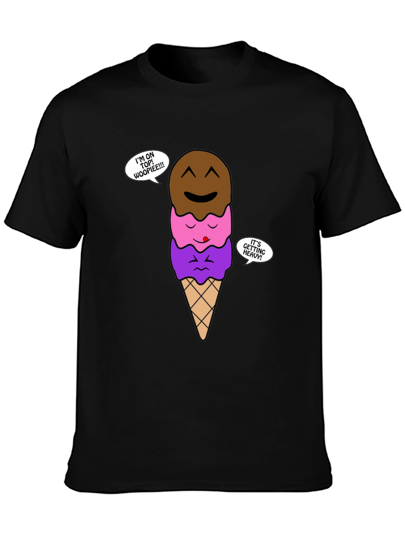Black Cartoon Ice Cream T-Shirt view 3