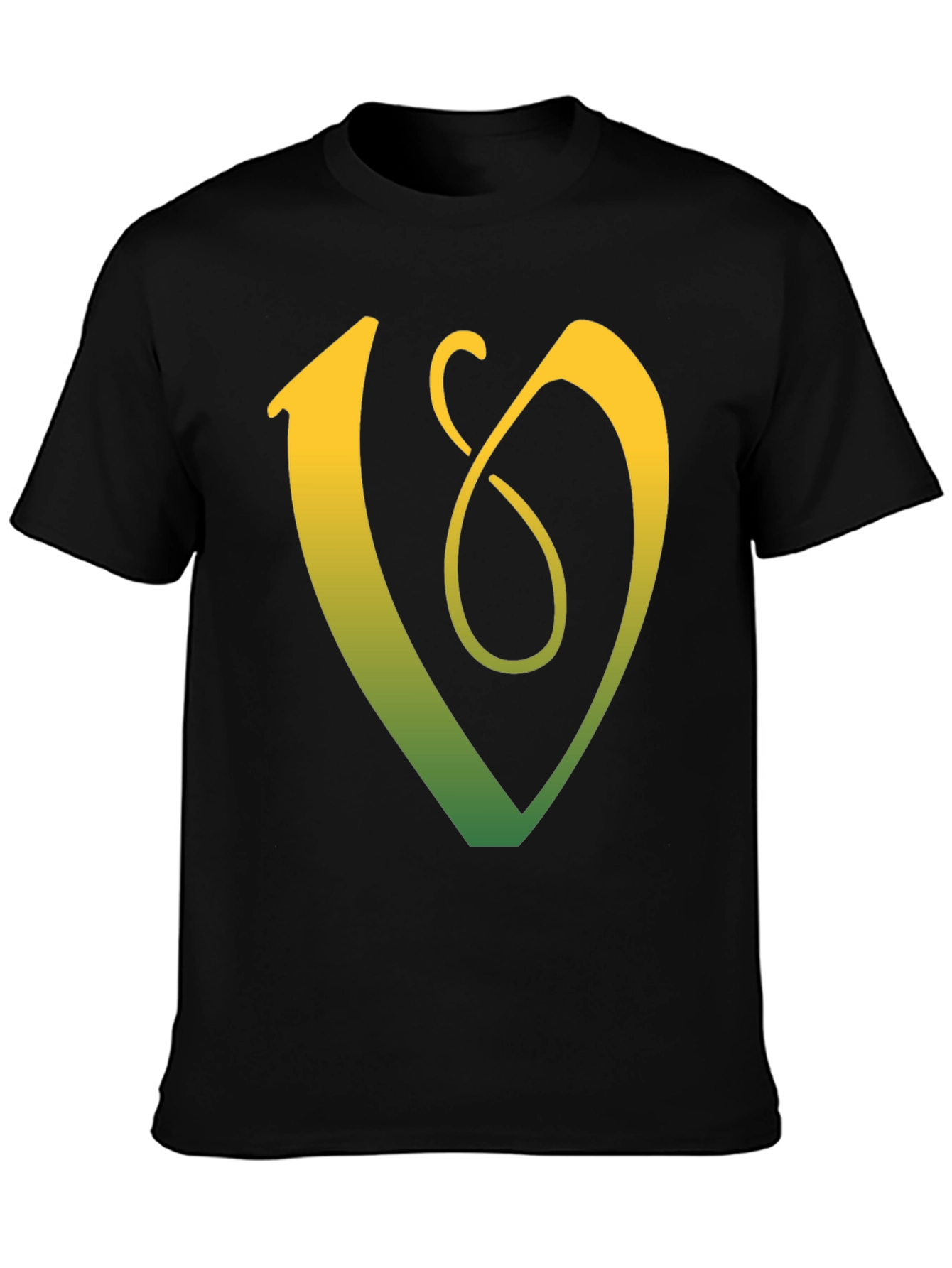 Black Unique Gradient Letter V Graphic Tee - Black view 3
