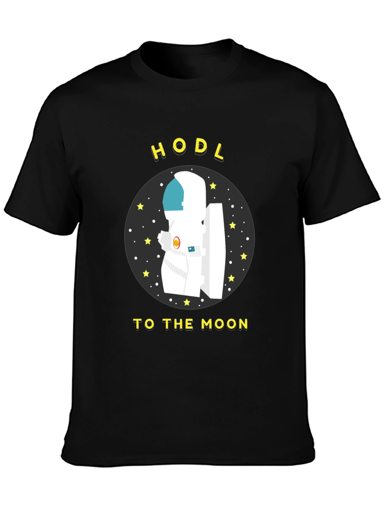 Black HODL to the Moon T-Shirt Crypto Astronaut view 3