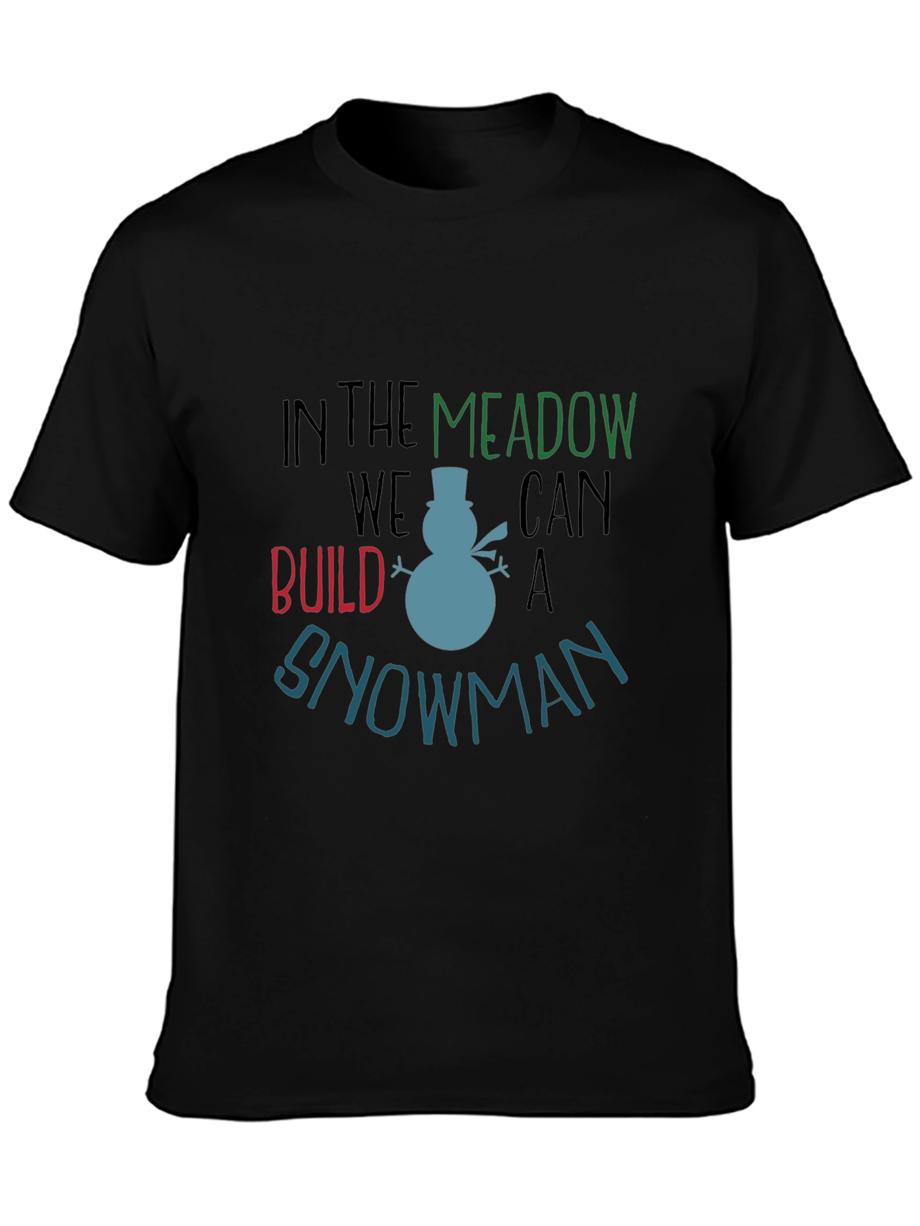 Black Winter Fun Graphic Tee: Snowman Build view 3