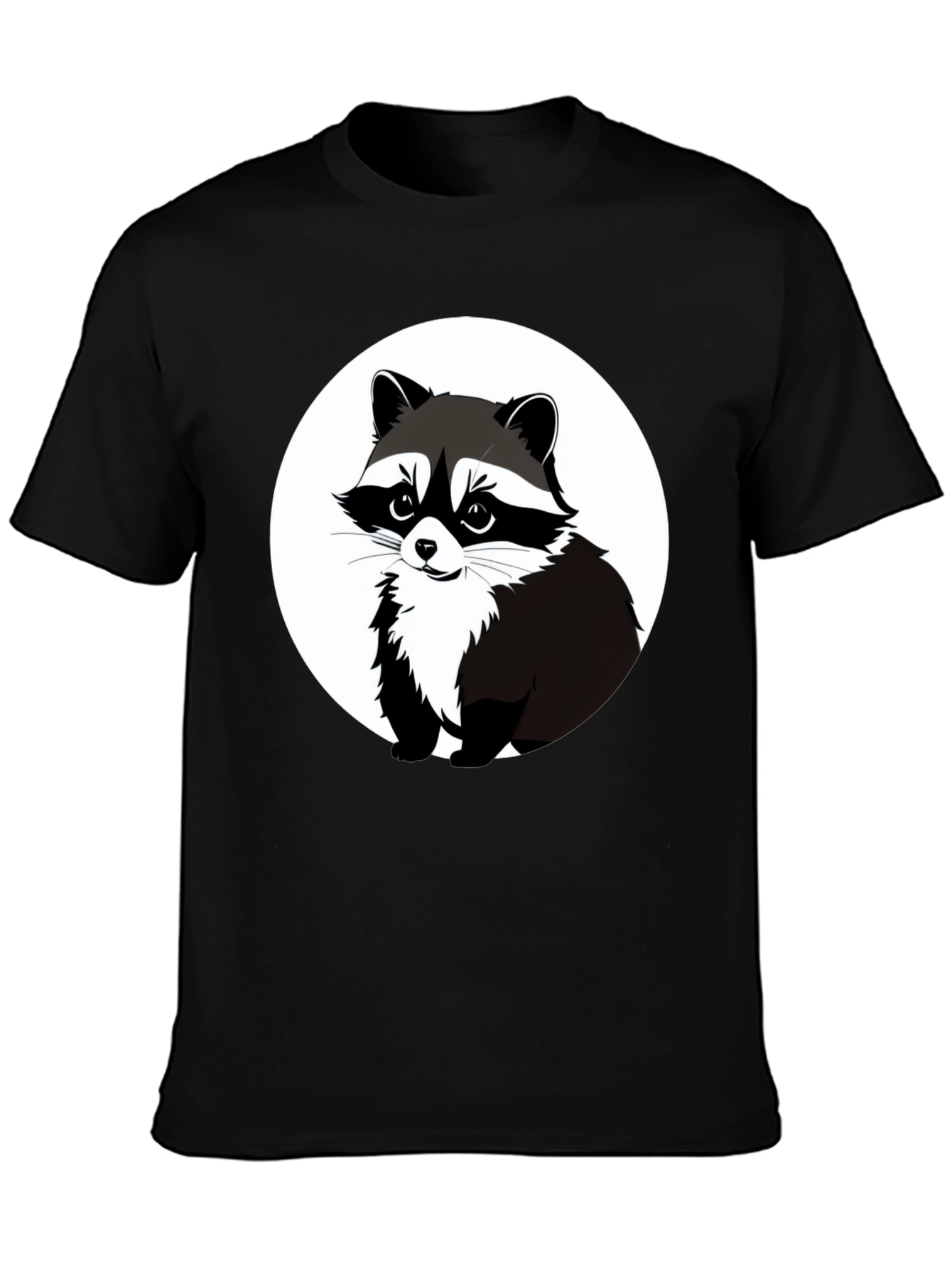 Black Raccoon Graphic Tee - Black Casual T-Shirt view 3