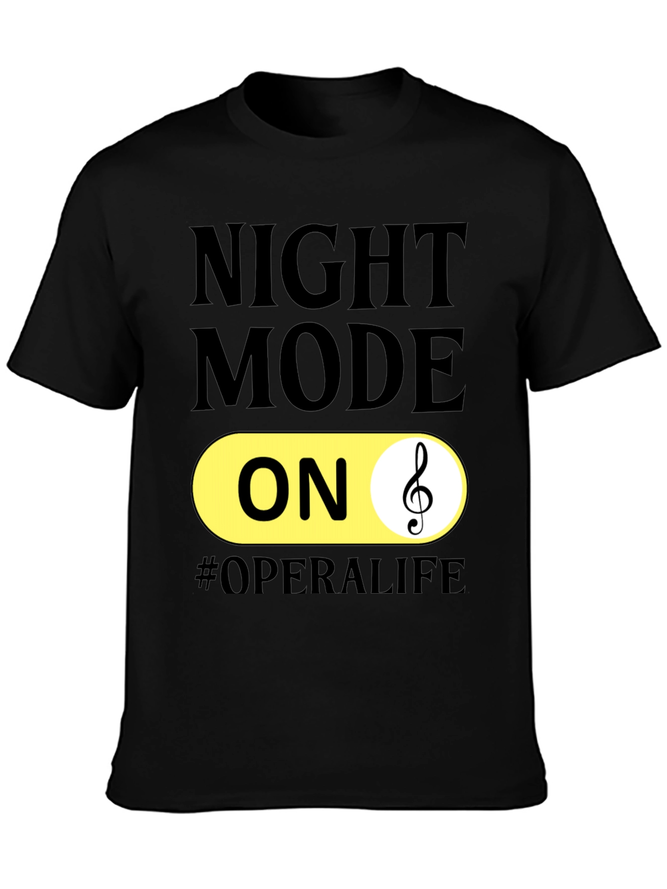 Black Night Mode ON Opera Life T-Shirt view 3