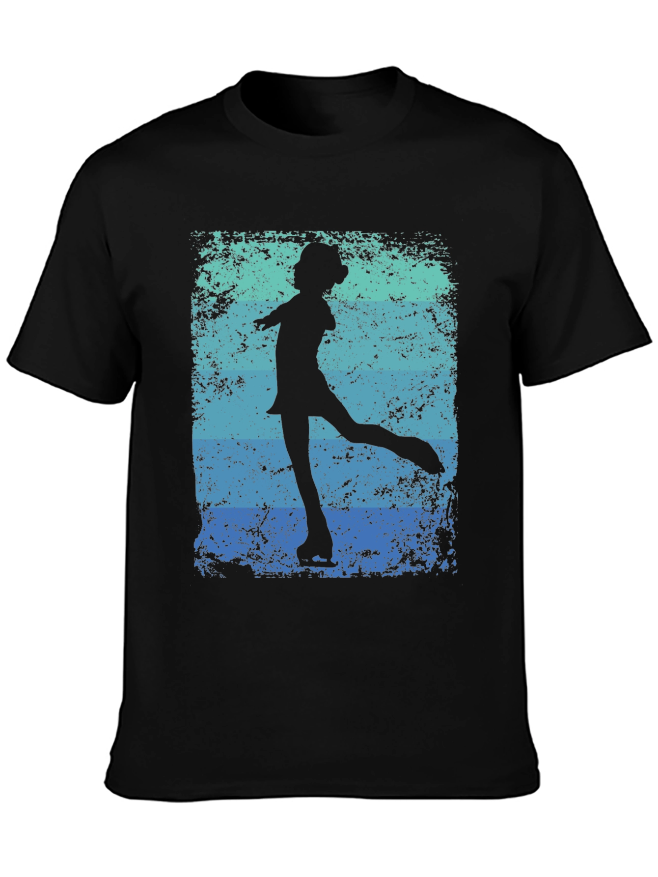 Black Retro Figure Skater Graphic Tee - Black Cotton Blend view 3