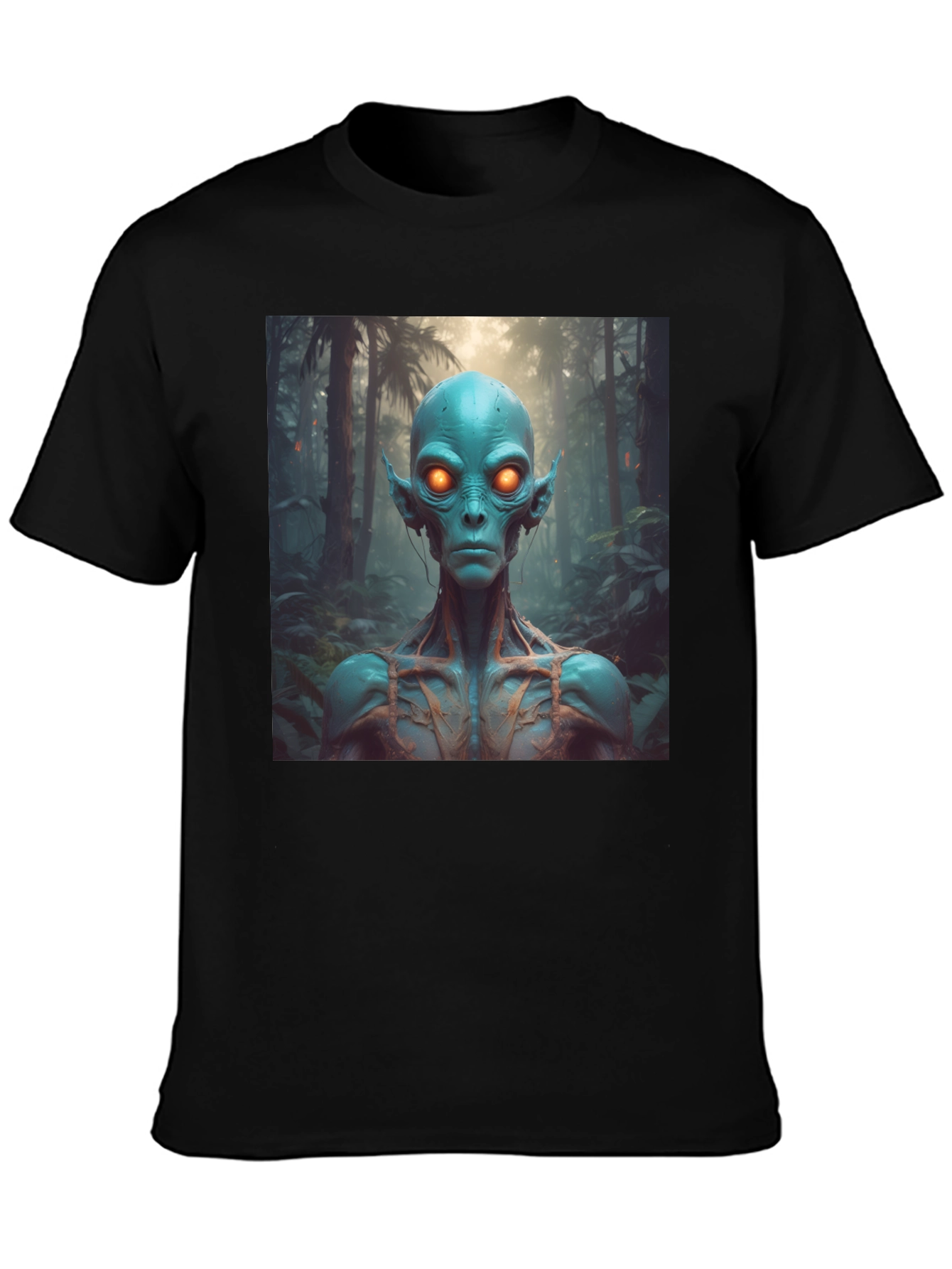 Black Alien Portrait Black T-Shirt view 3