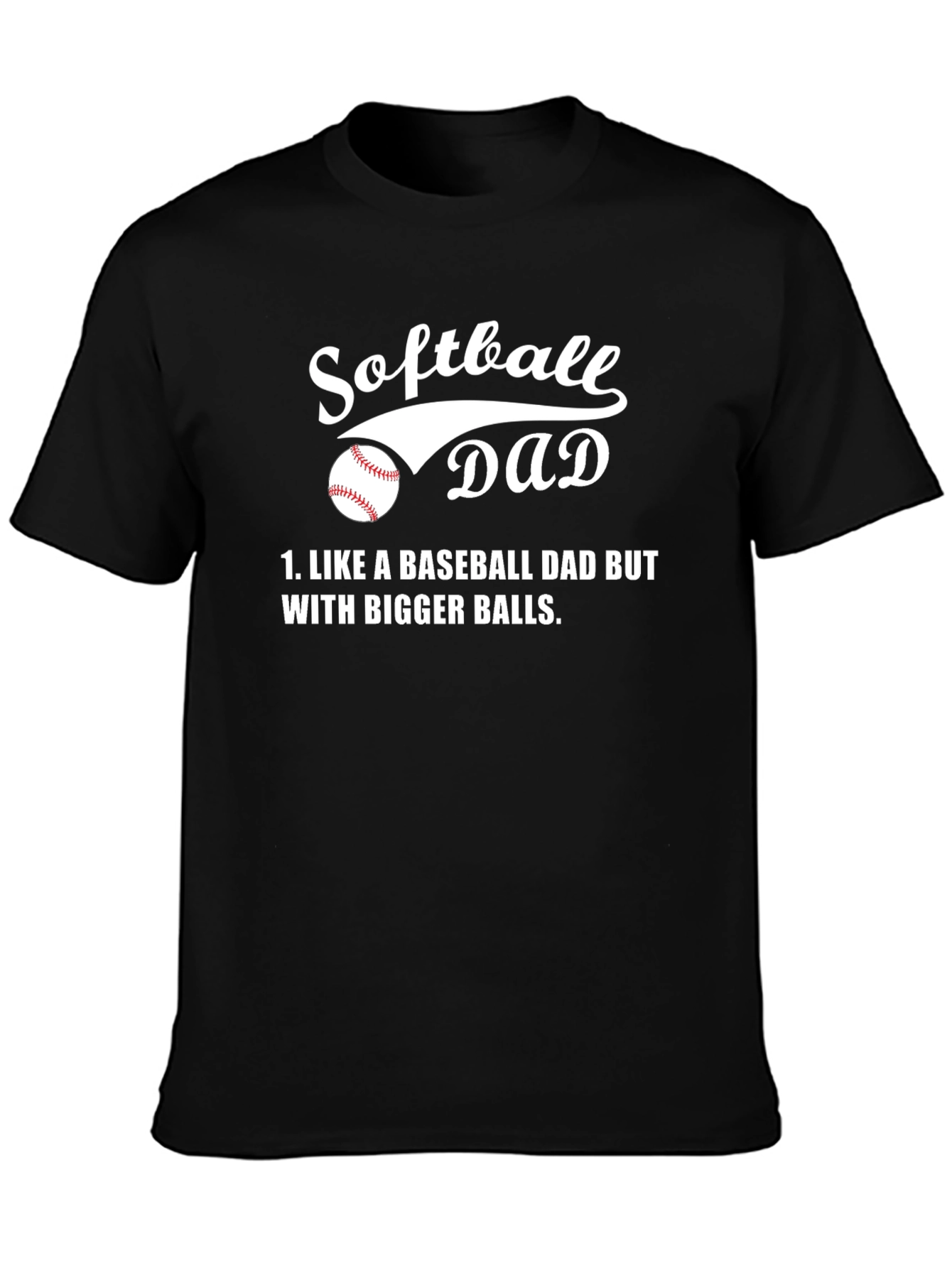 Black Softball Dad T-Shirt view 3