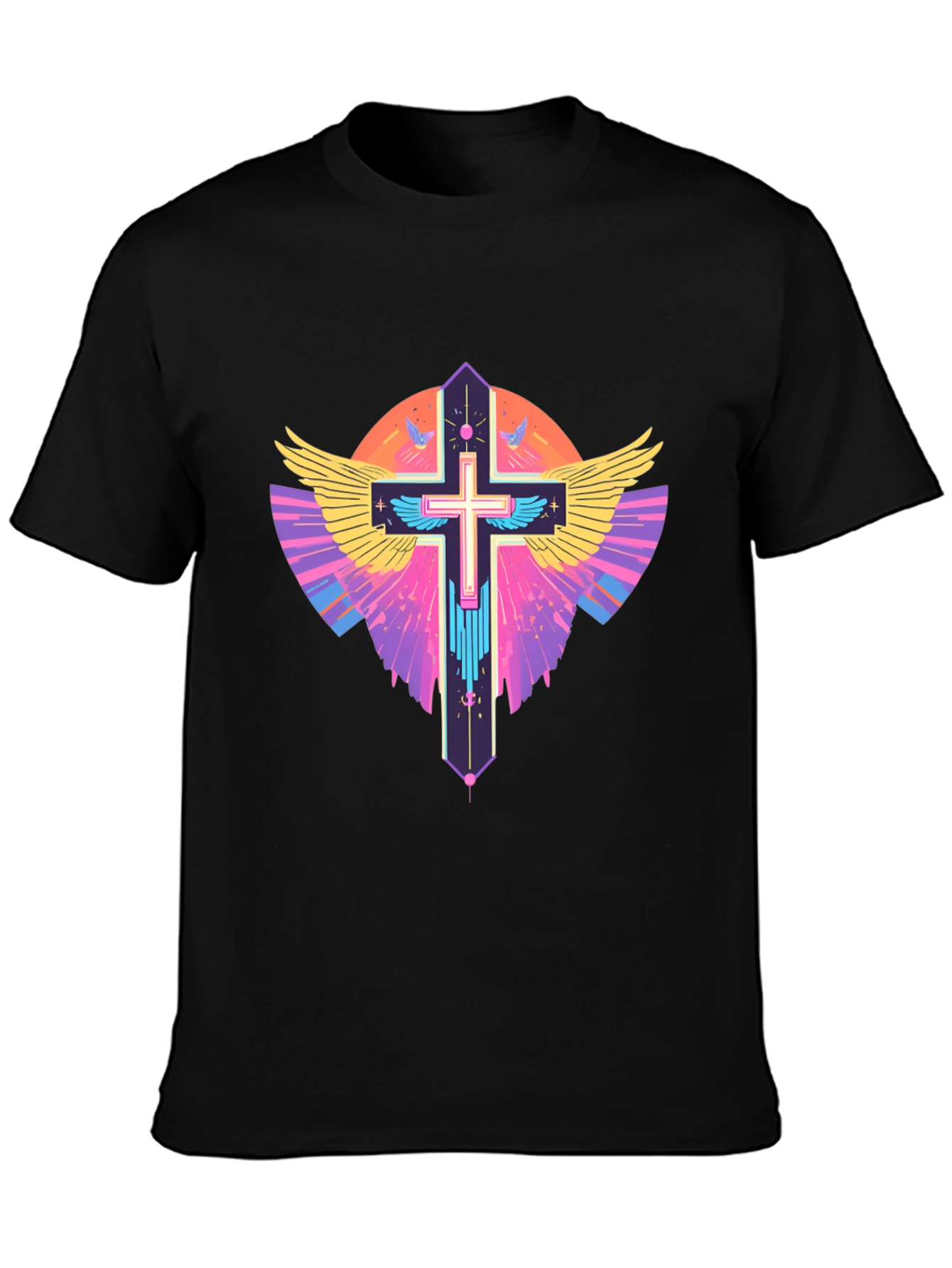 Black Winged Cross Graphic T-Shirt view 3