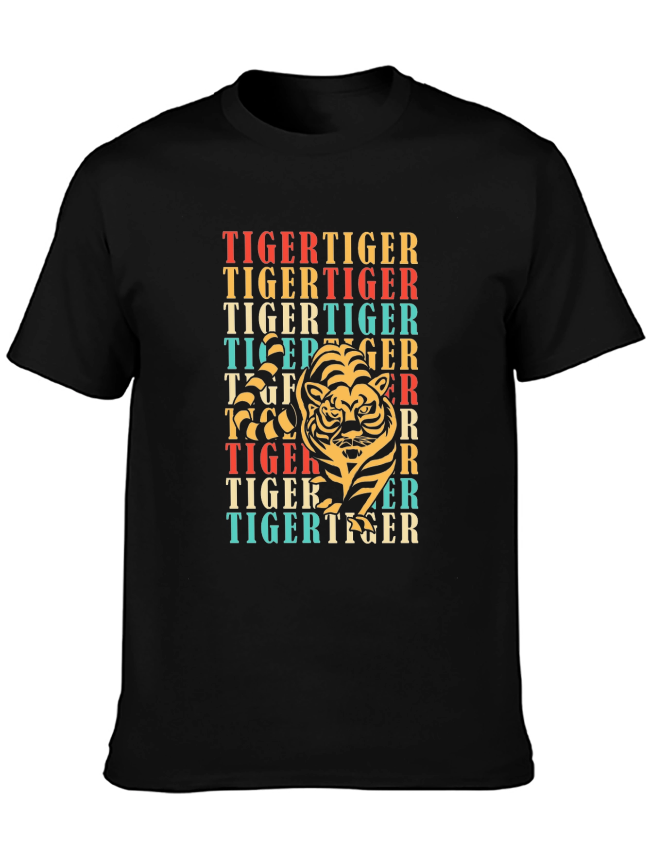 Black Retro Tiger Graphic T-Shirt view 3