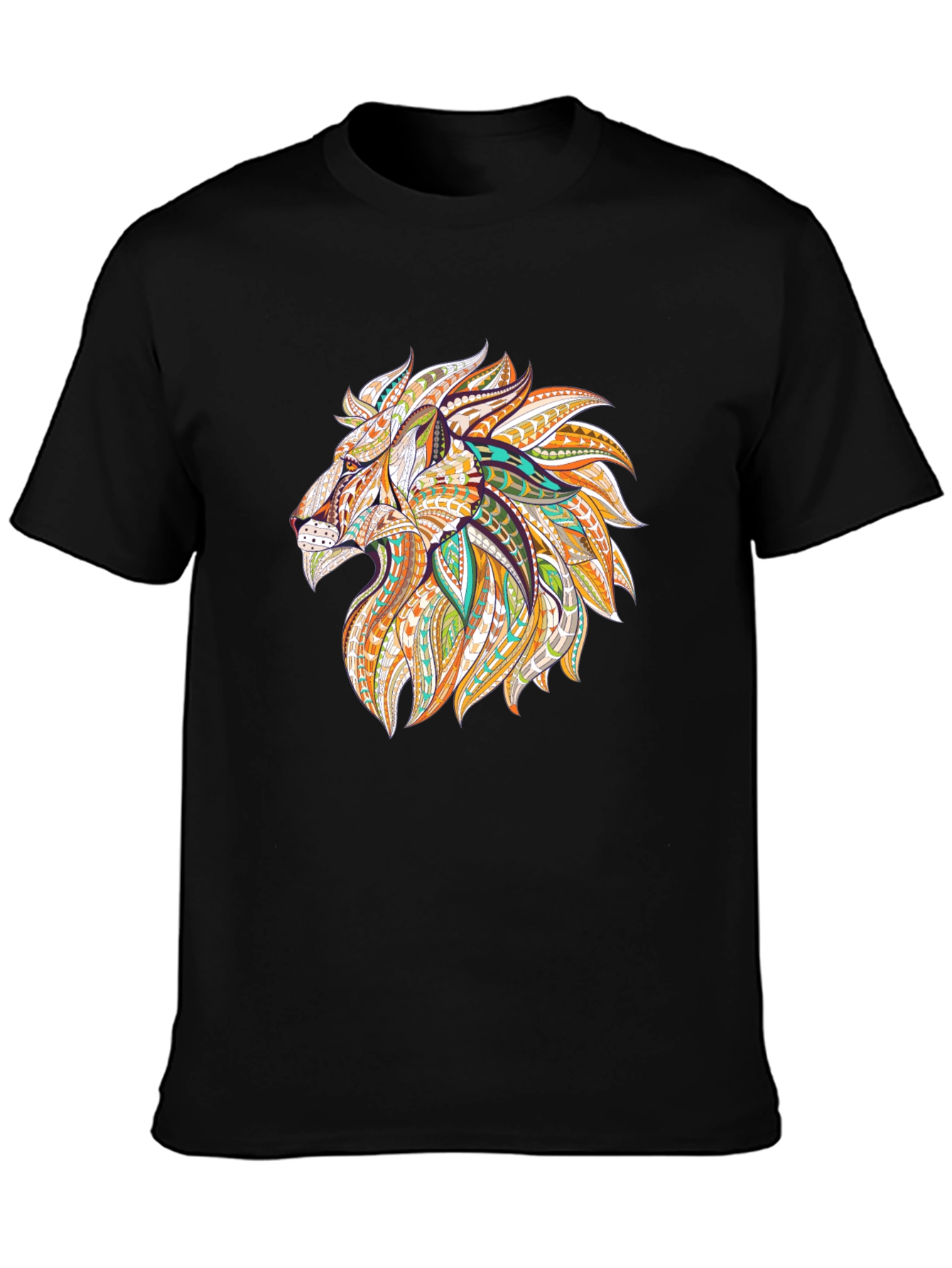 Black Lion Graphic Print Black T-Shirt view 3