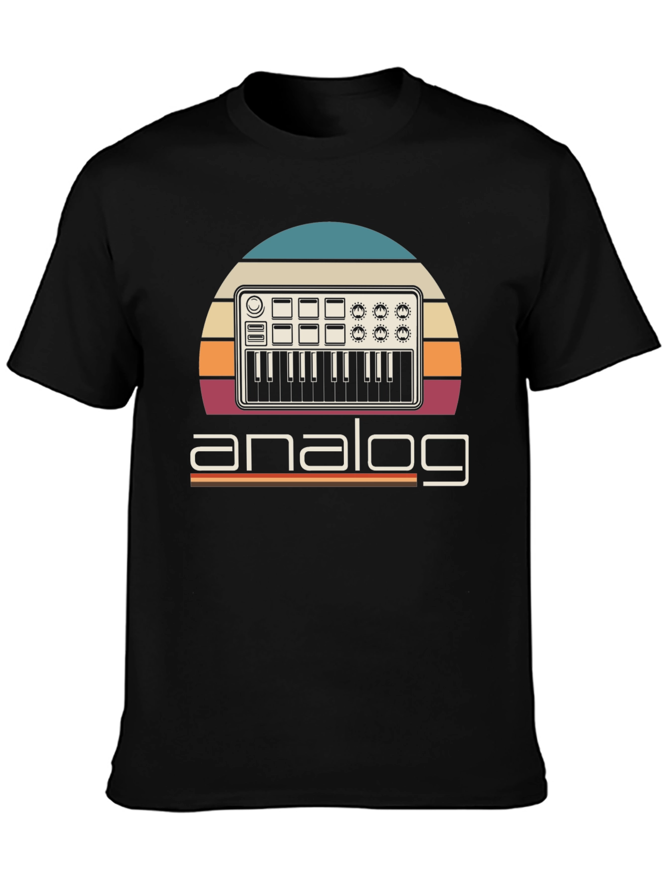 Black Analog Synth T-Shirt - Retro Music Producer Tee view 3