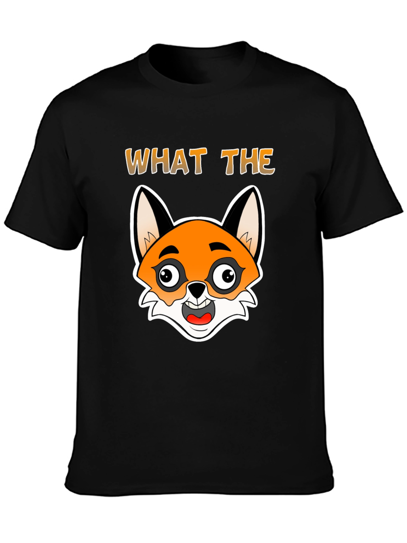 Black What the Fox T-Shirt - Funny Cartoon Animal Tee view 3