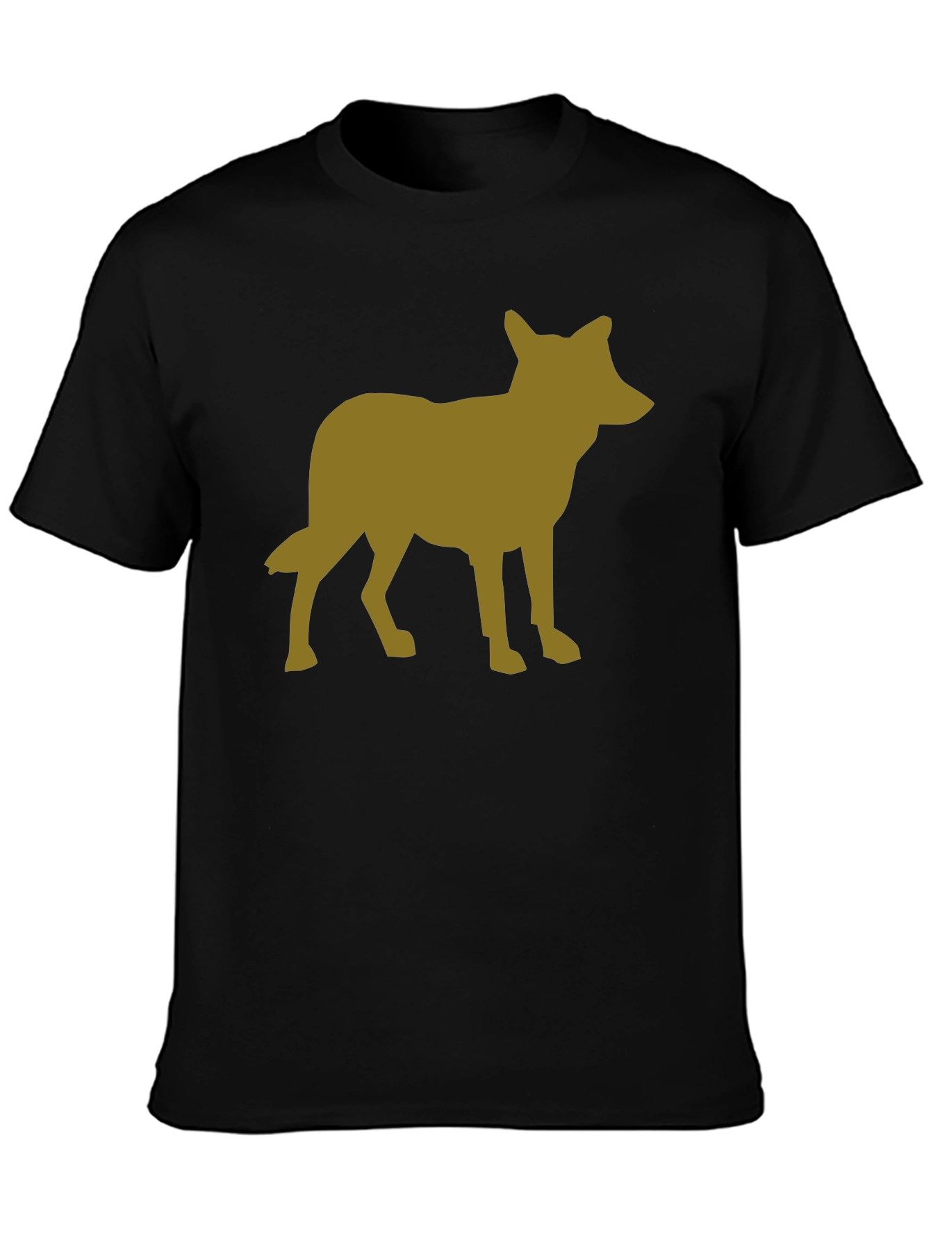 Black Coyote Silhouette Graphic Black T-Shirt view 3