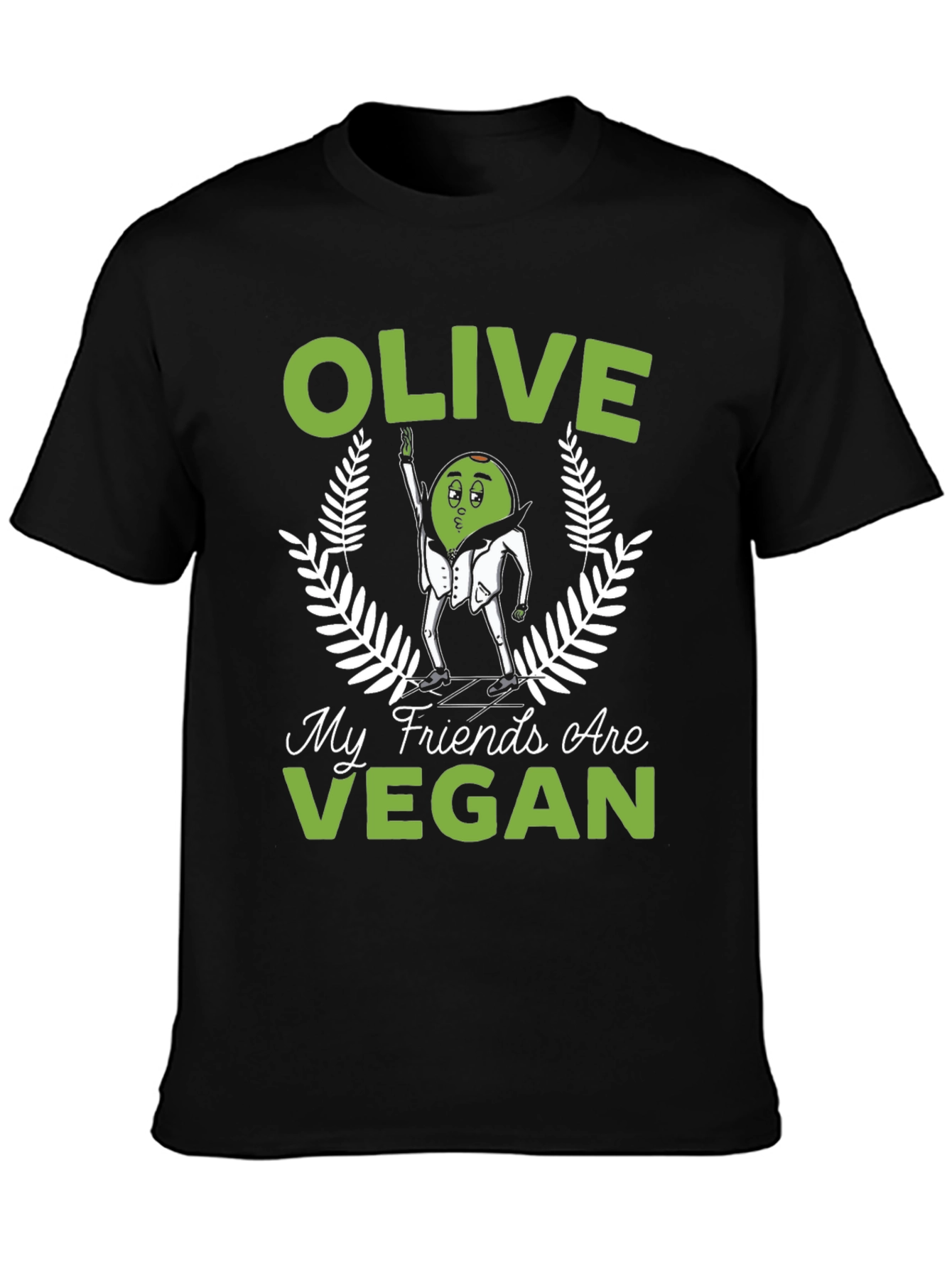 Black Olive My Friends Are Vegan Funny Graphic Tee view 3