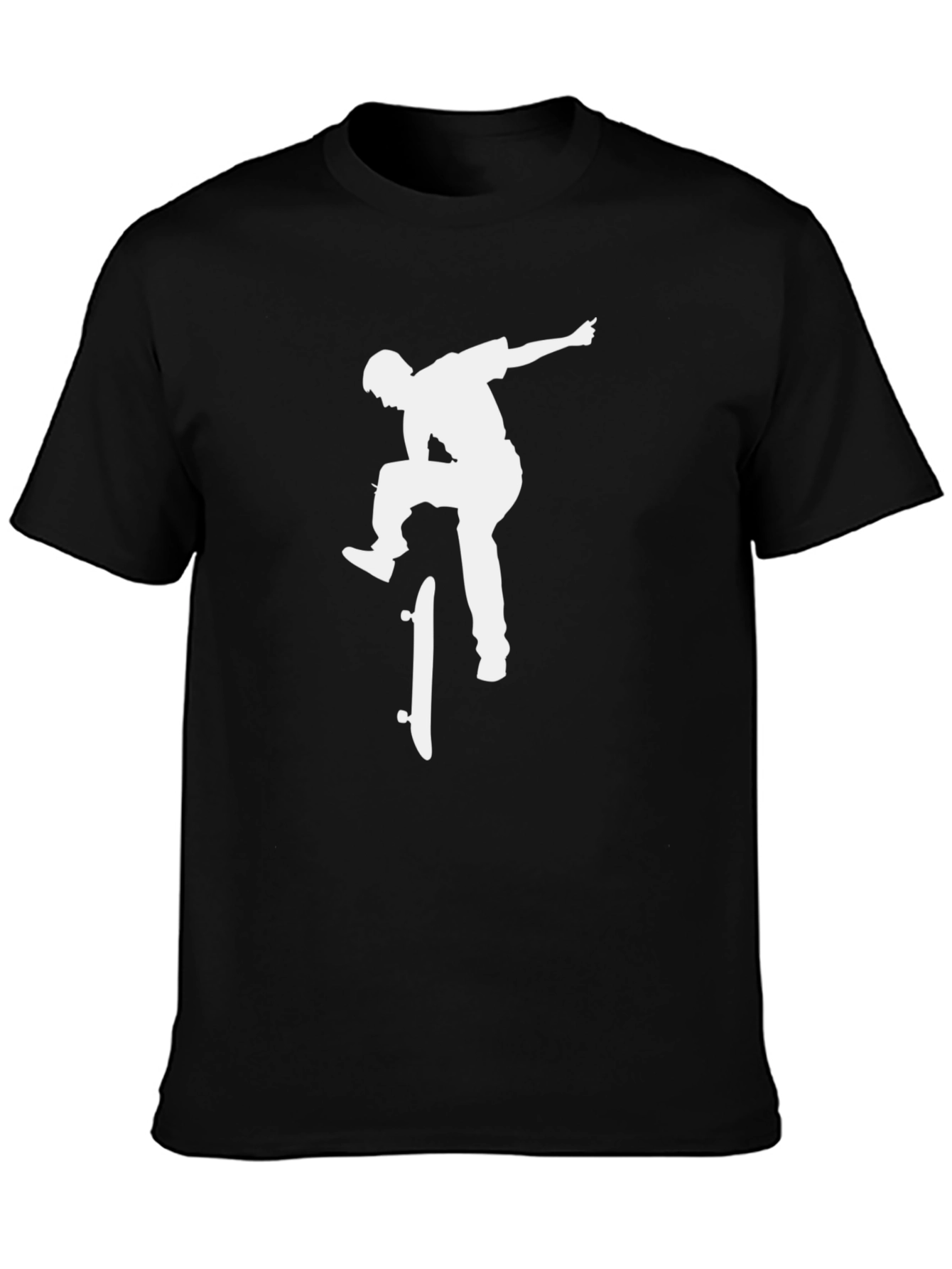 Black Skateboarder Graphic Tee - Black Cotton Blend view 3