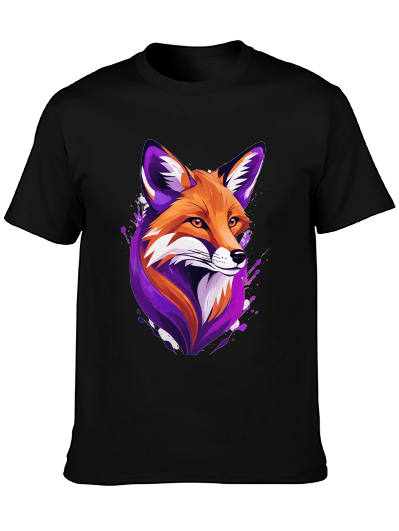 Black Fox Graphic Tee - Unique Animal Design, Soft Cotton Blend view 3