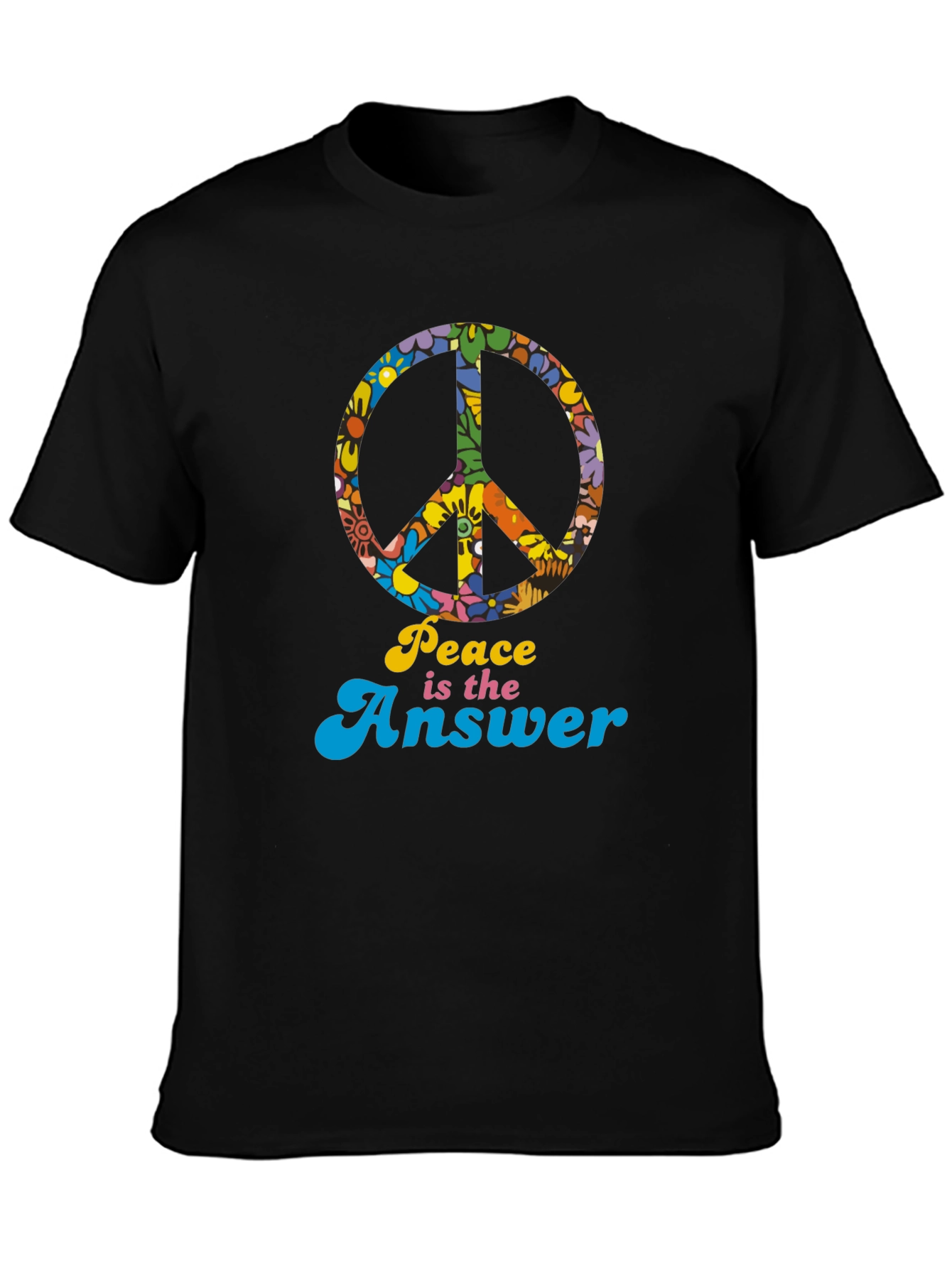 Black Retro "Peace is the Answer" Graphic T-Shirt view 3