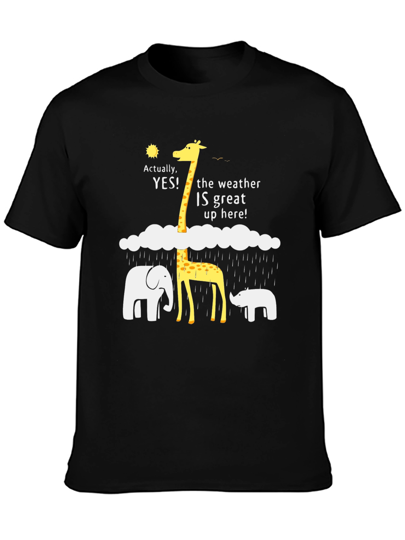 Black Funny Weather Giraffe T-Shirt view 3