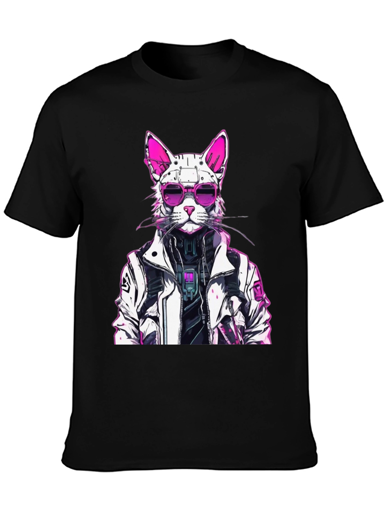 Cyberpunk Cat Graphic Tee - Futuristic Feline Style - 3