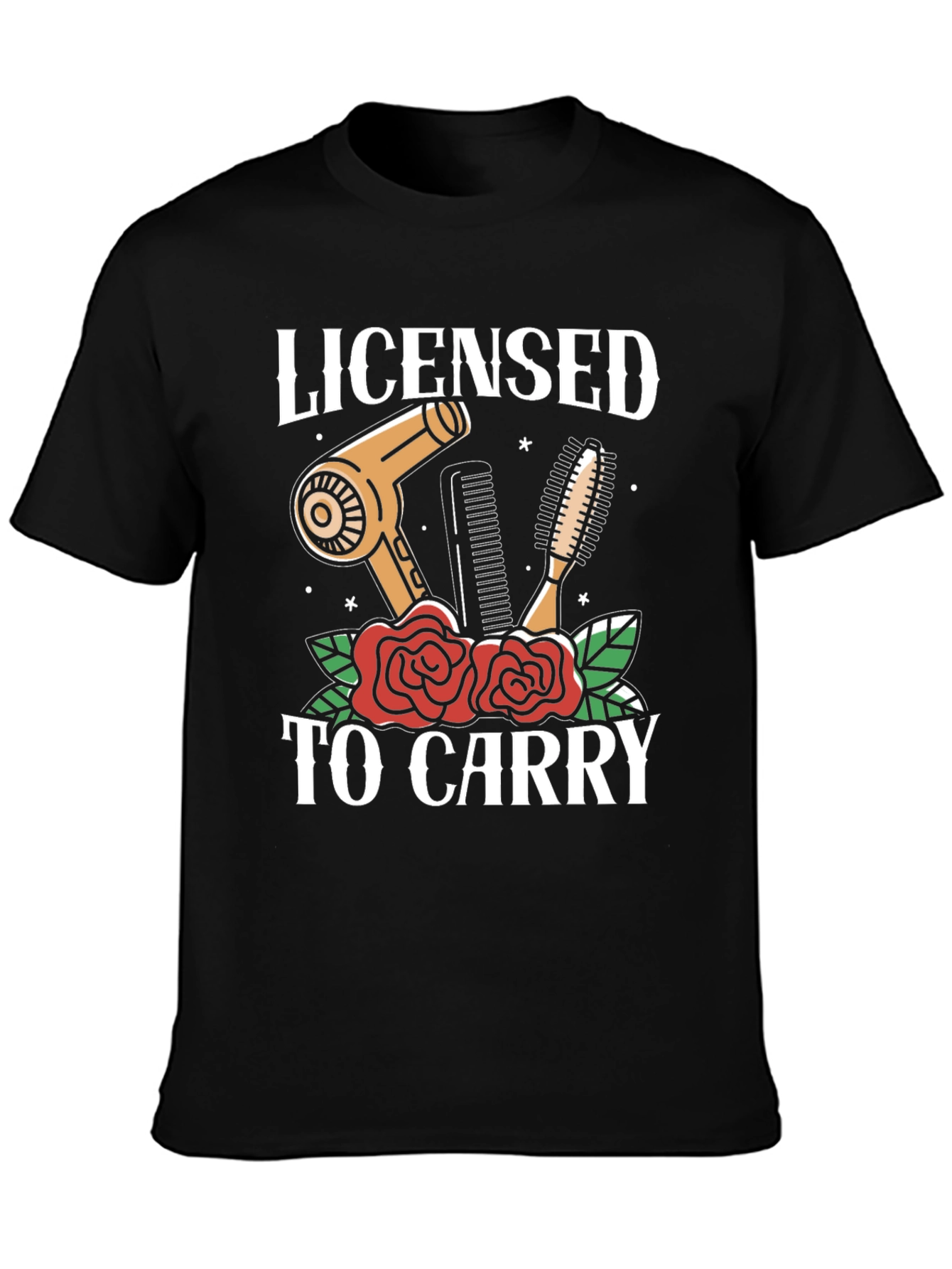 Black Licensed to Carry Hair Stylist Graphic T-Shirt view 3