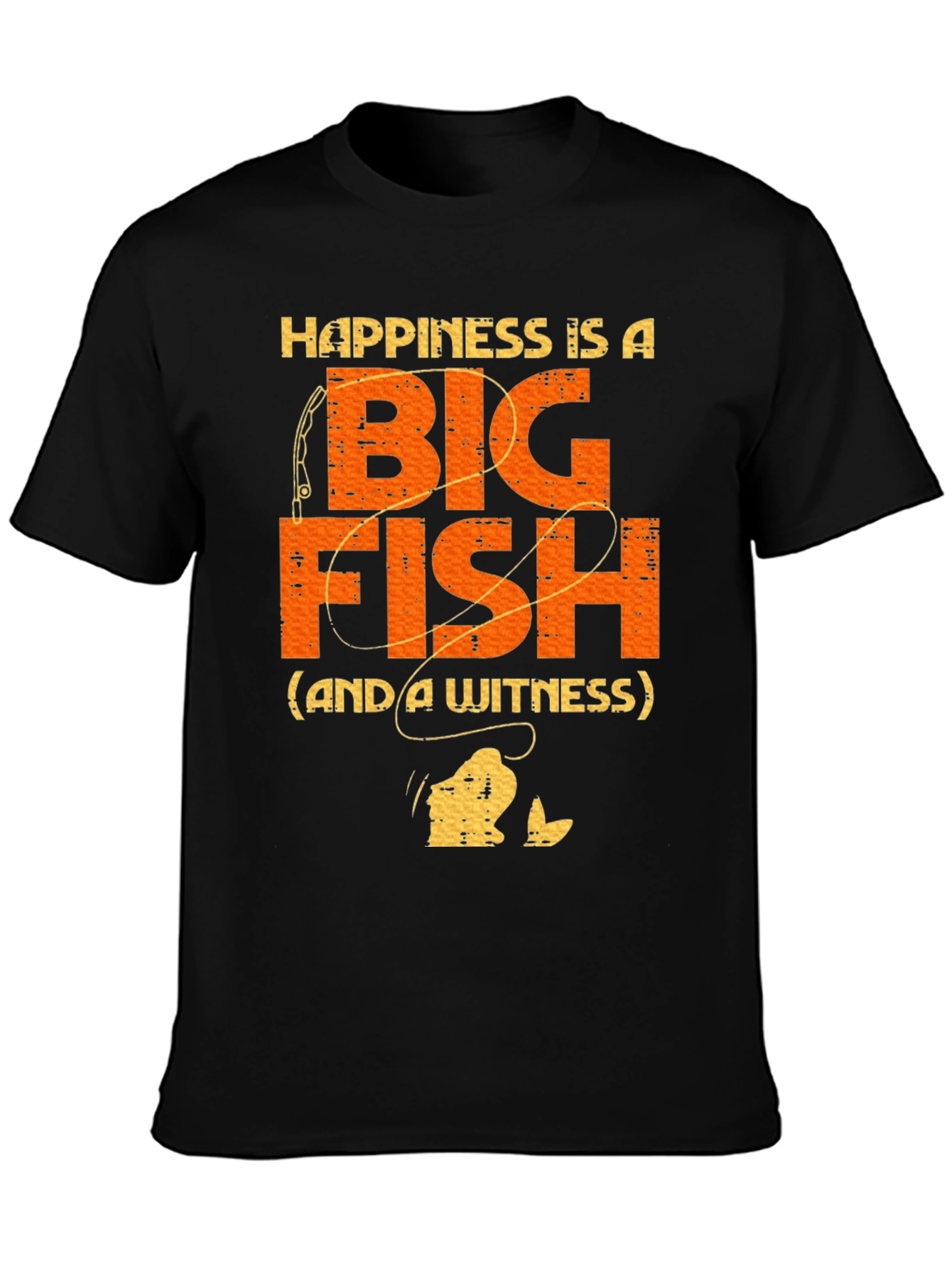 Black Happiness Is A Big Fish T-Shirt view 3