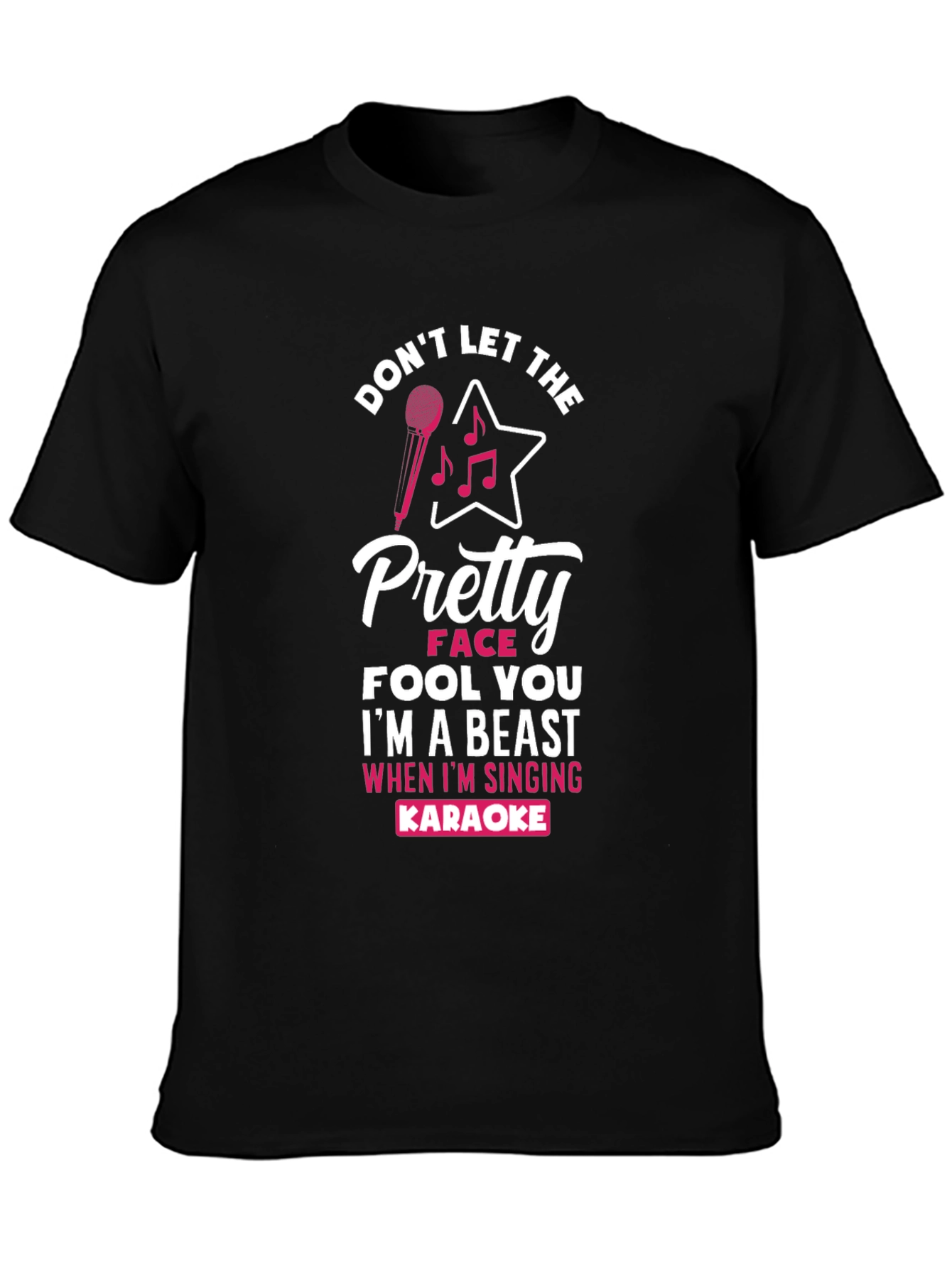 Black Karaoke Beast Graphic T-Shirt - Don't Let The Pretty Face Fool You view 3
